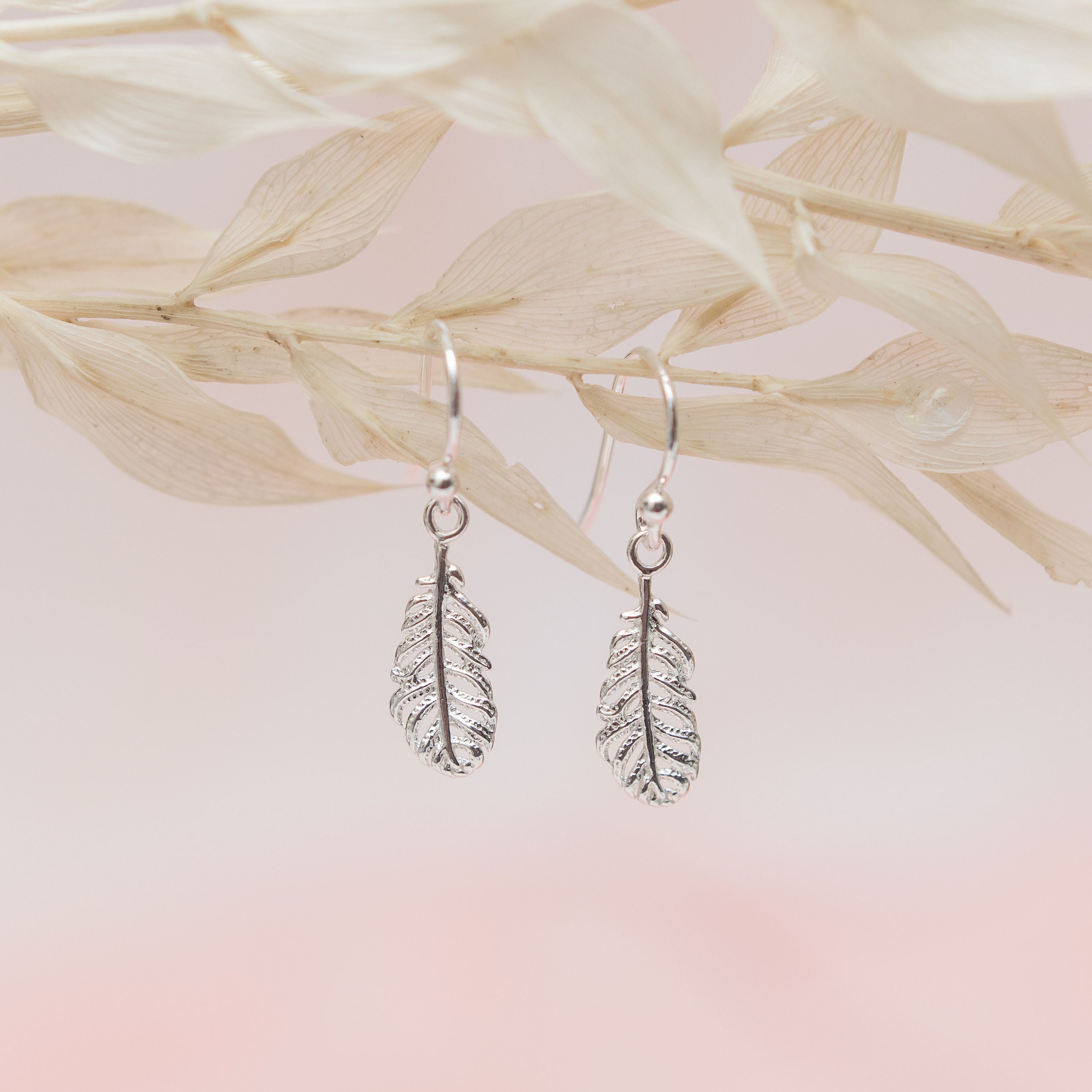 Sterling Silver Feather Earrings