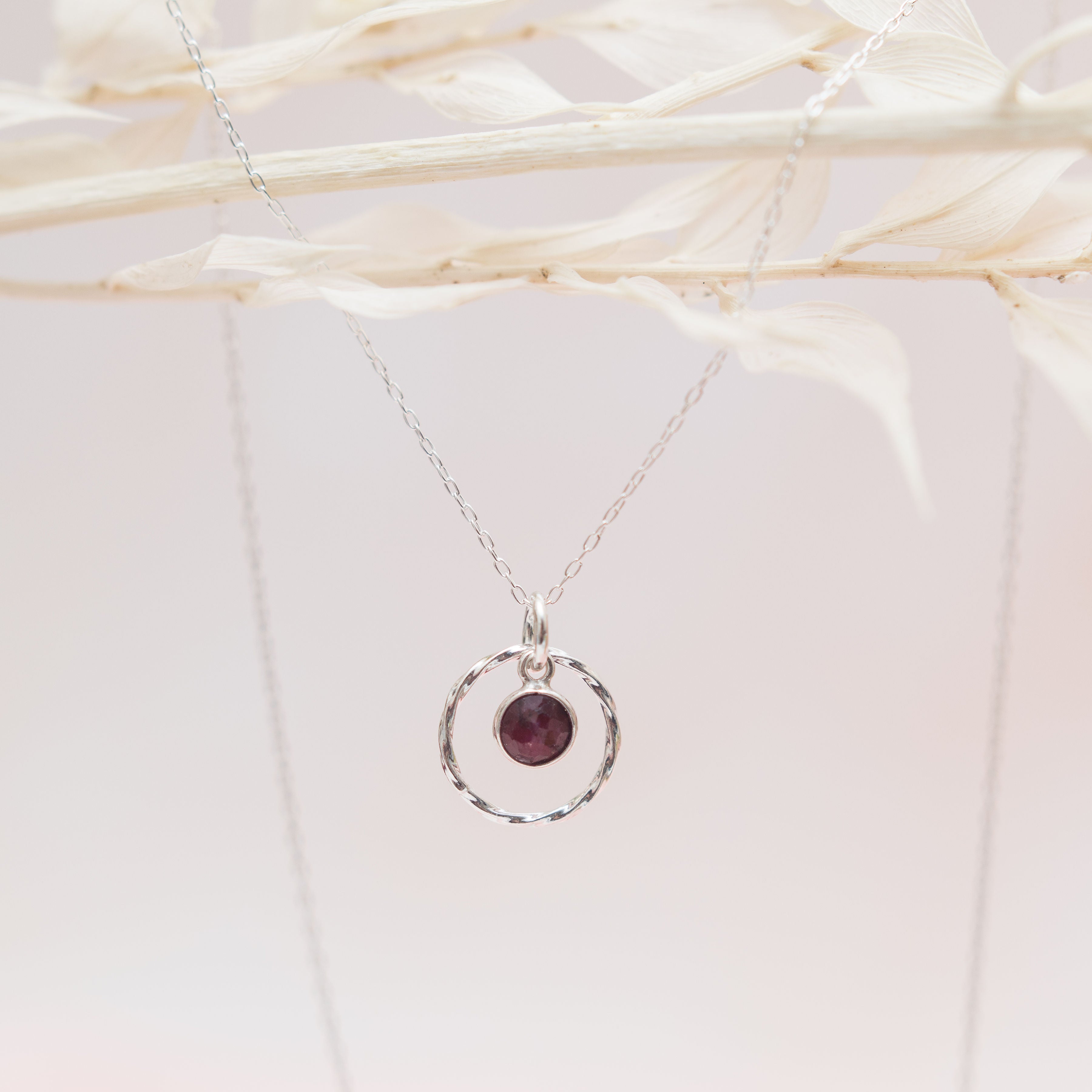 Sterling Silver Ruby Necklace