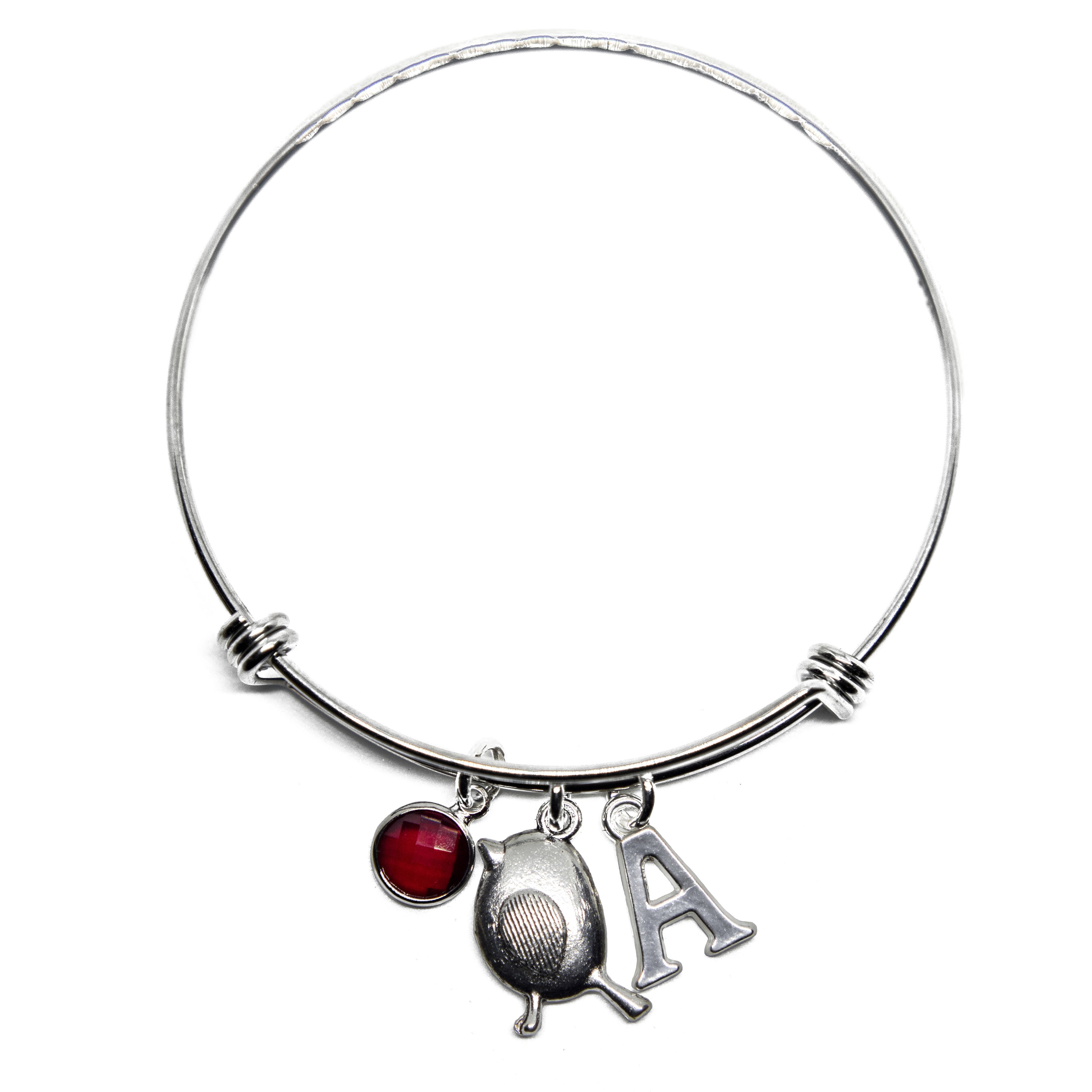 Robin bracelet, adjustable bangle, personalised gifts, remembrance gift, women's bird jewellery