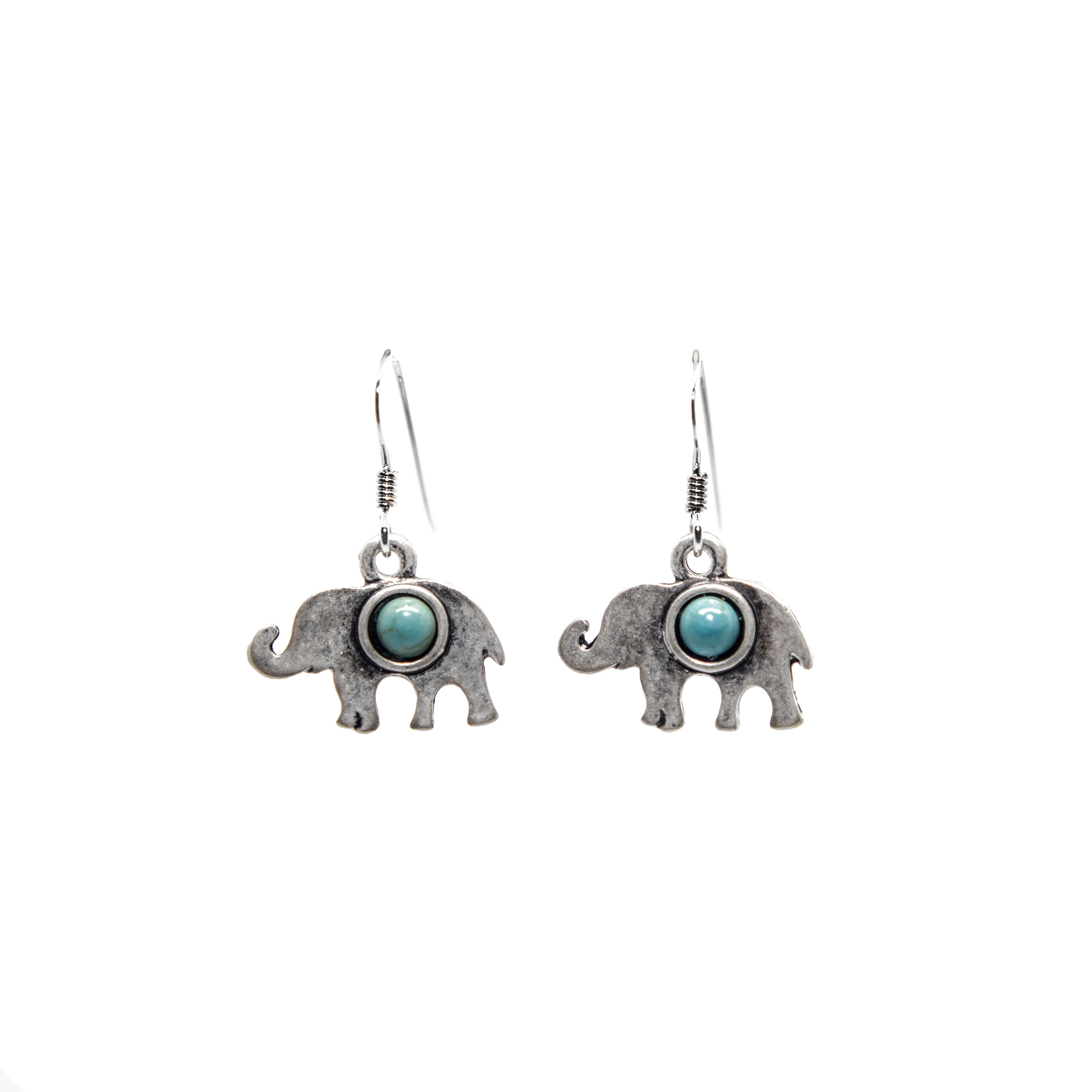 Turquoise Elephant Charm Earrings