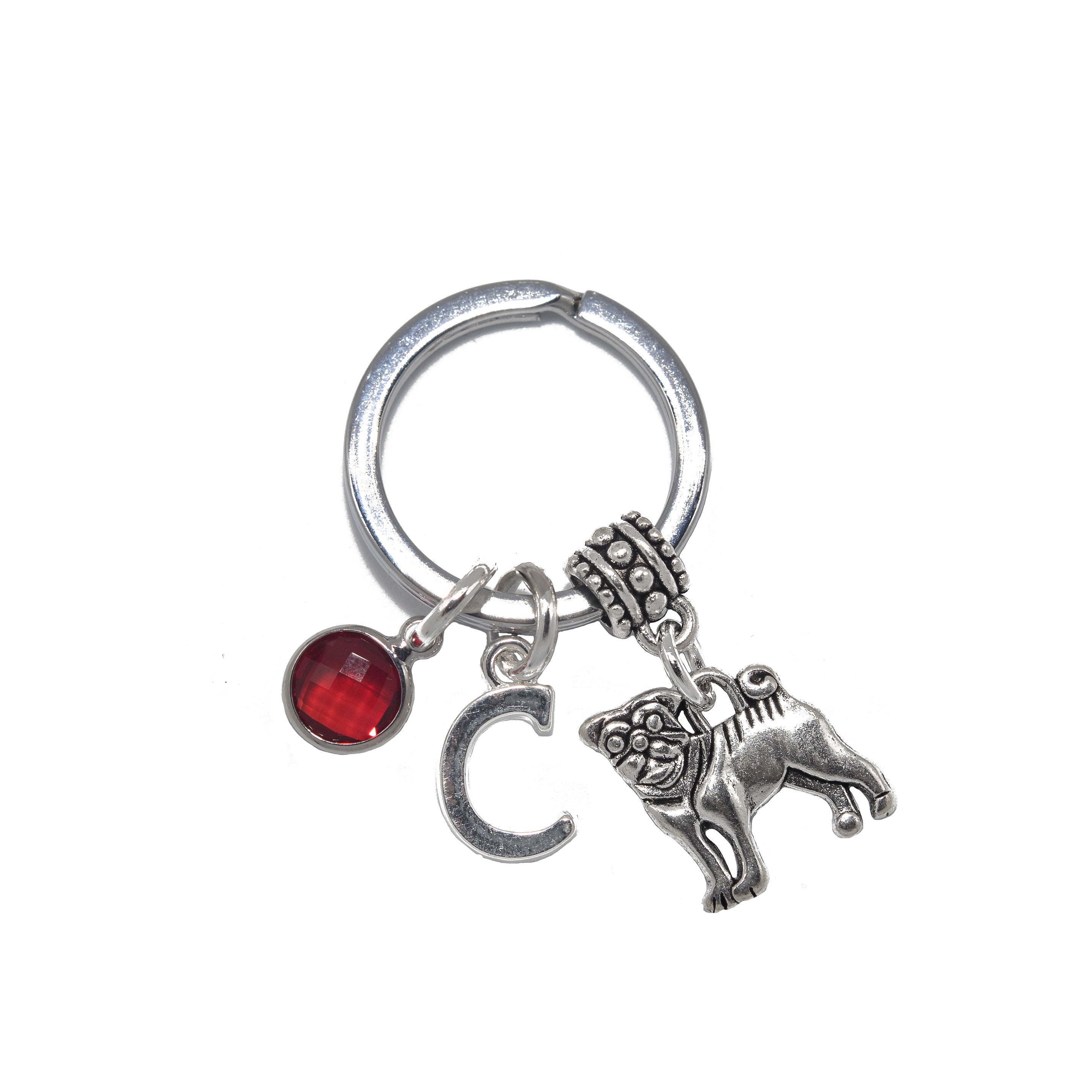 Personalised Pug Dog Keyring