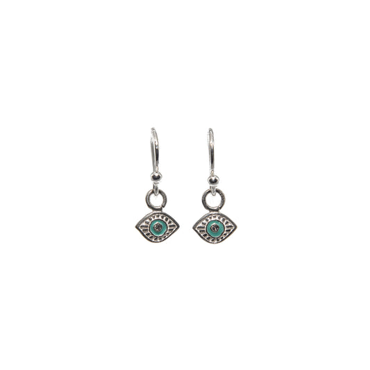 Sterling Silver Tiny Evil Eye Earrings