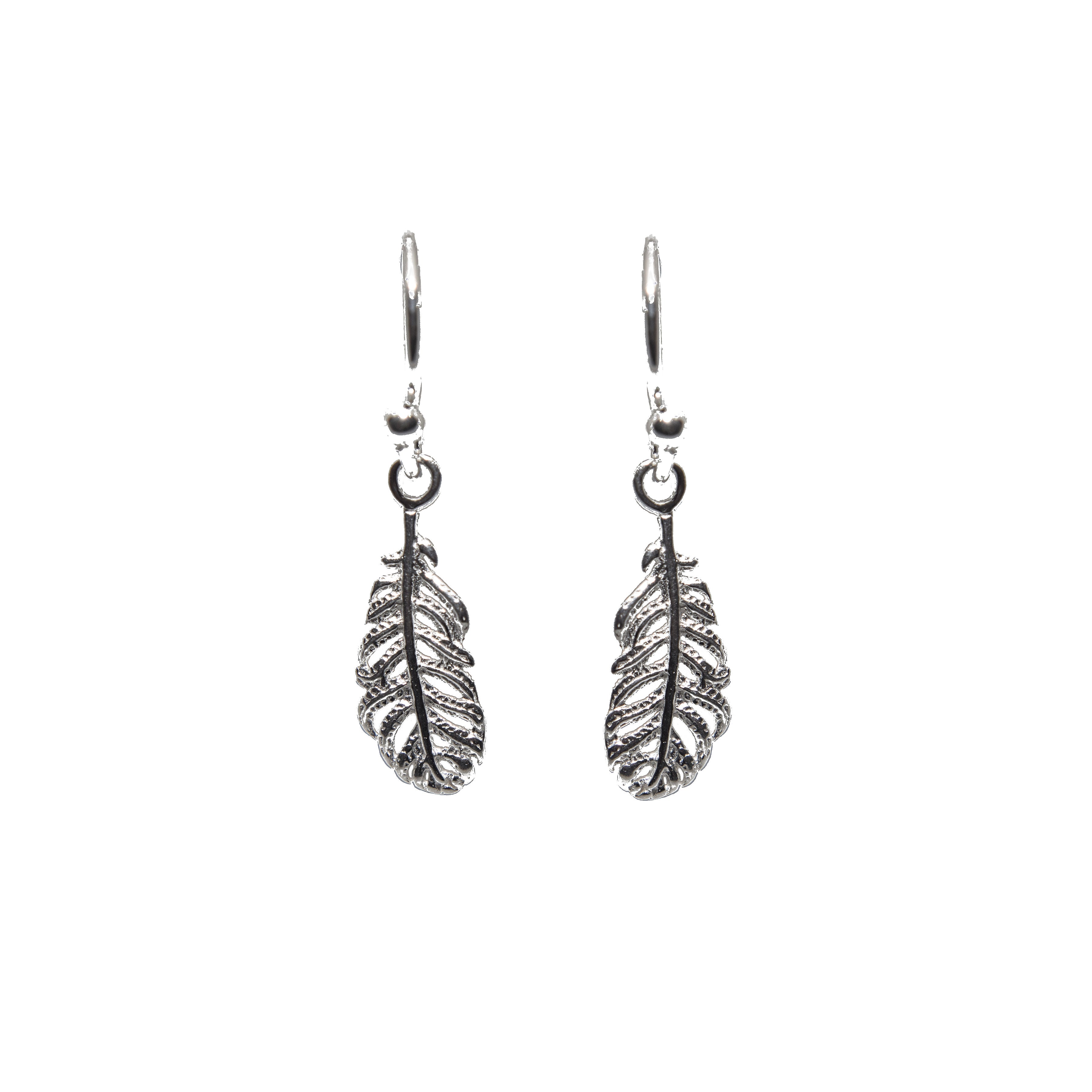 Sterling Silver Feather Earrings