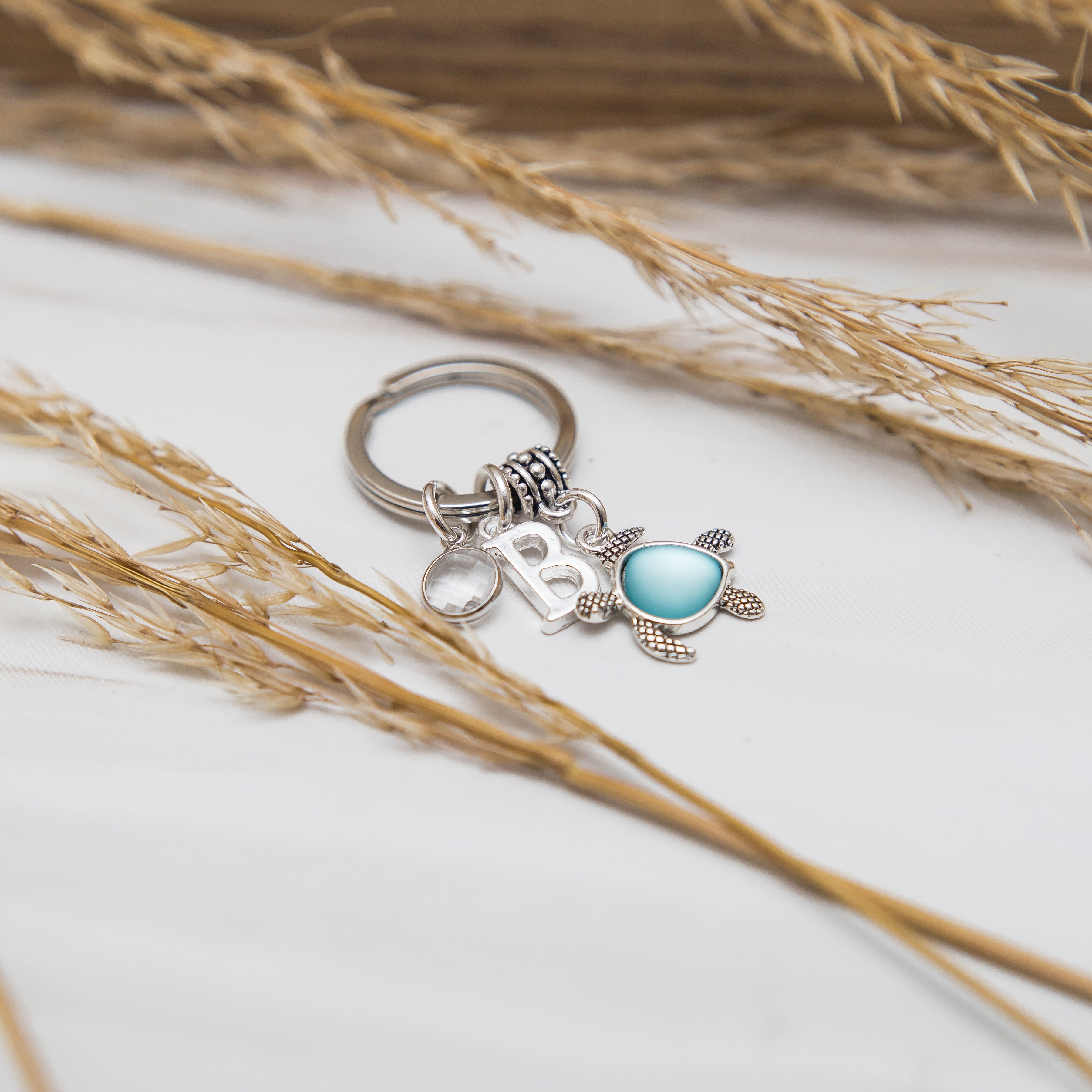 Personalised Blue Turtle Keyring
