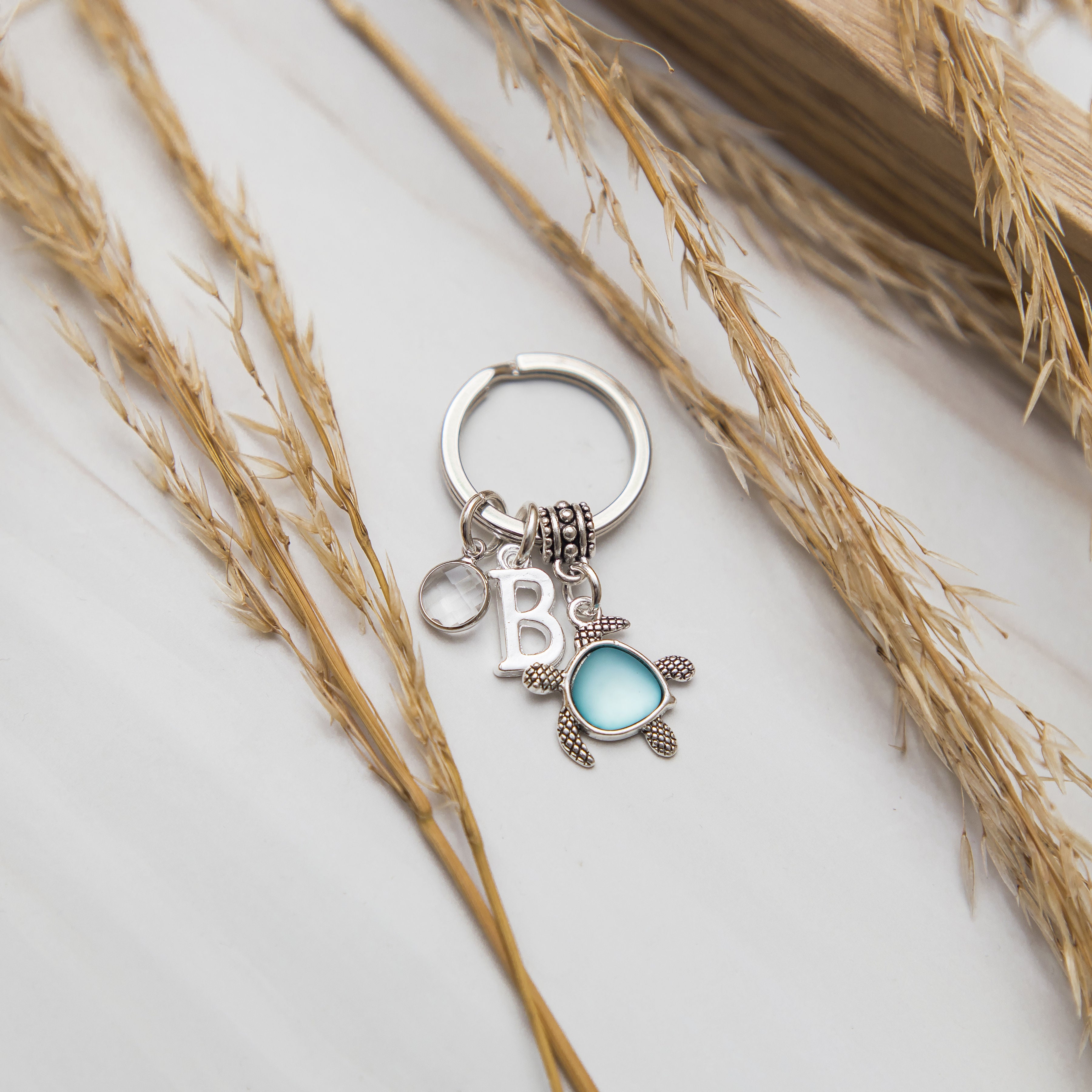 Personalised Blue Turtle Keyring