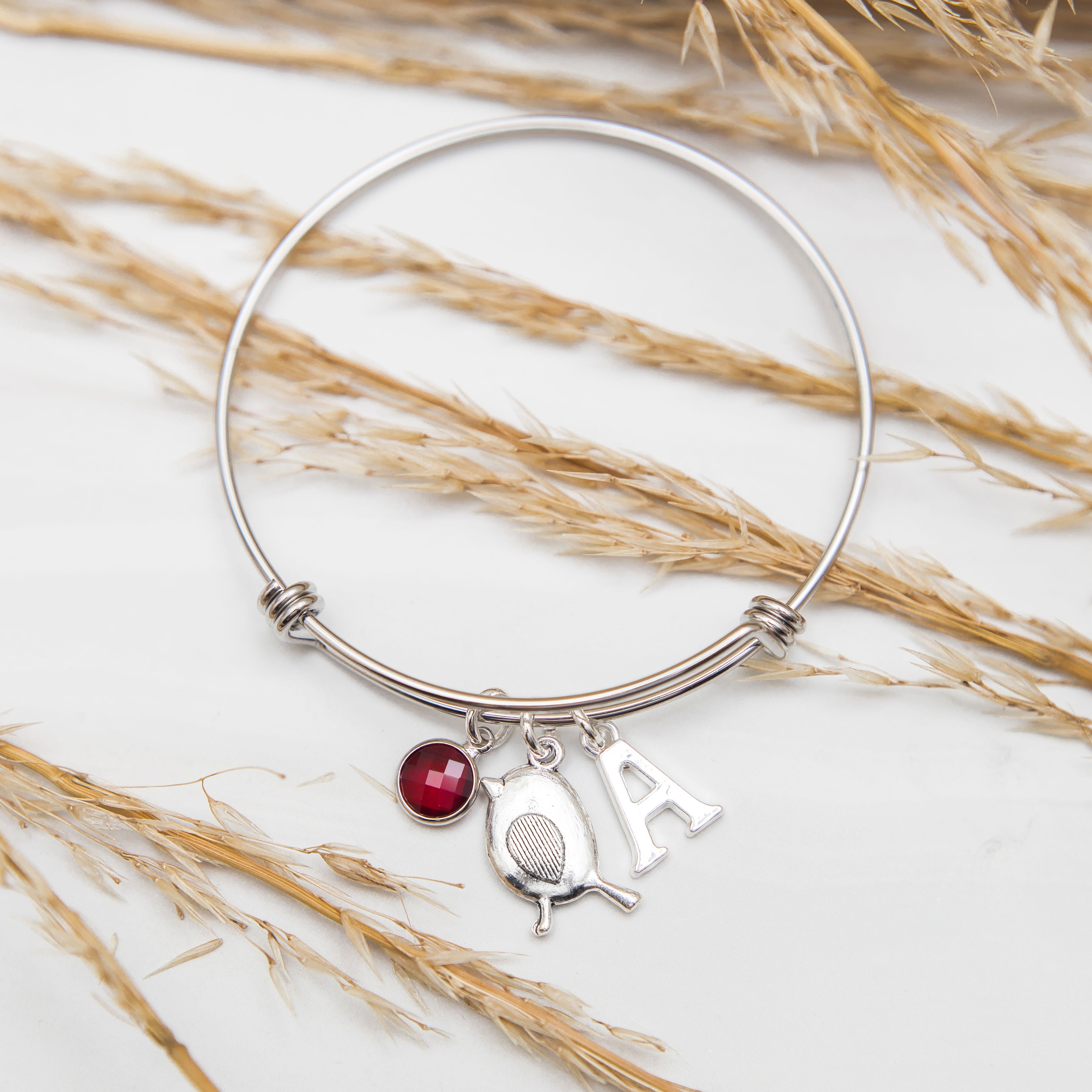 Robin bracelet, adjustable bangle, personalised gifts, remembrance gift, women's bird jewellery