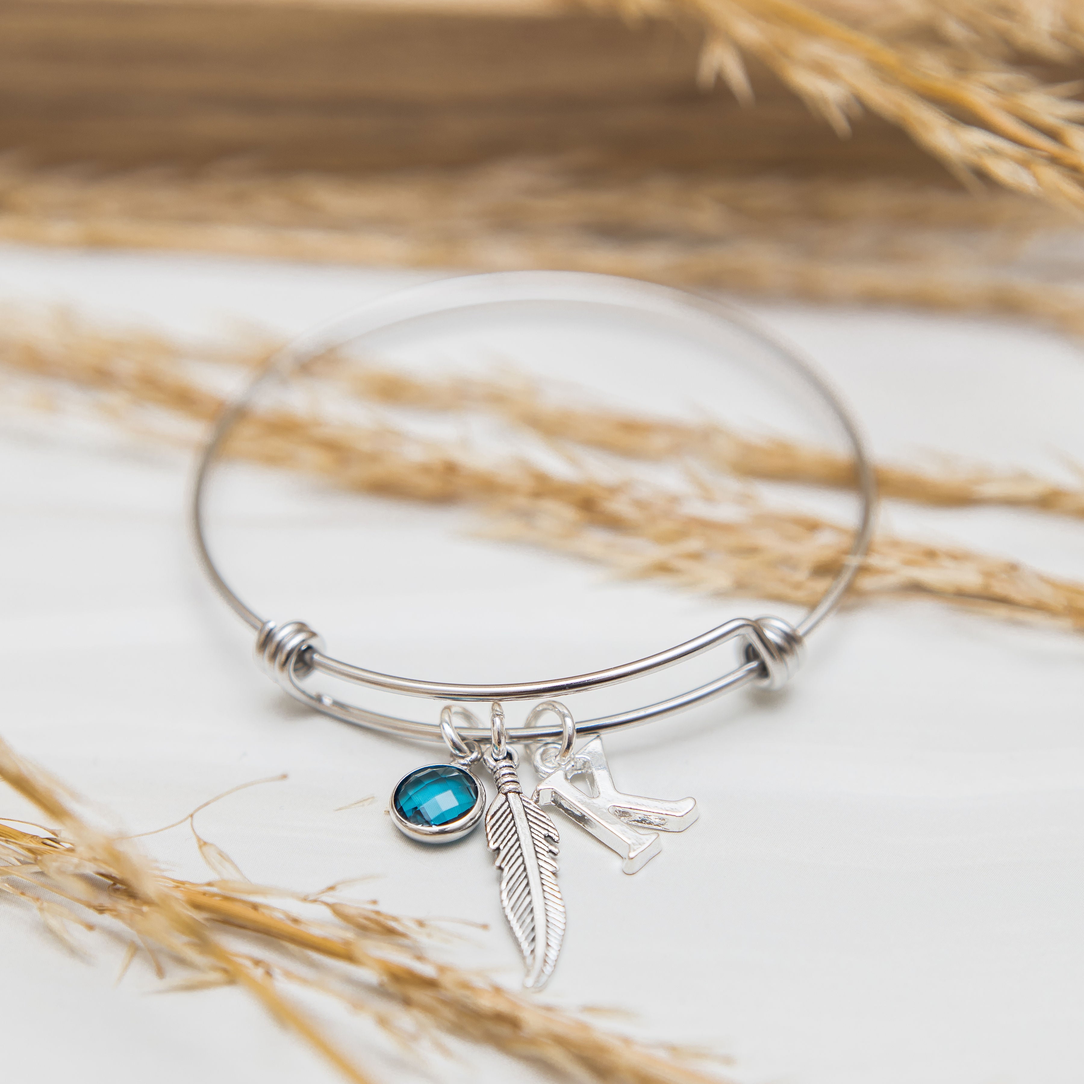 Personalised Feather Bangle