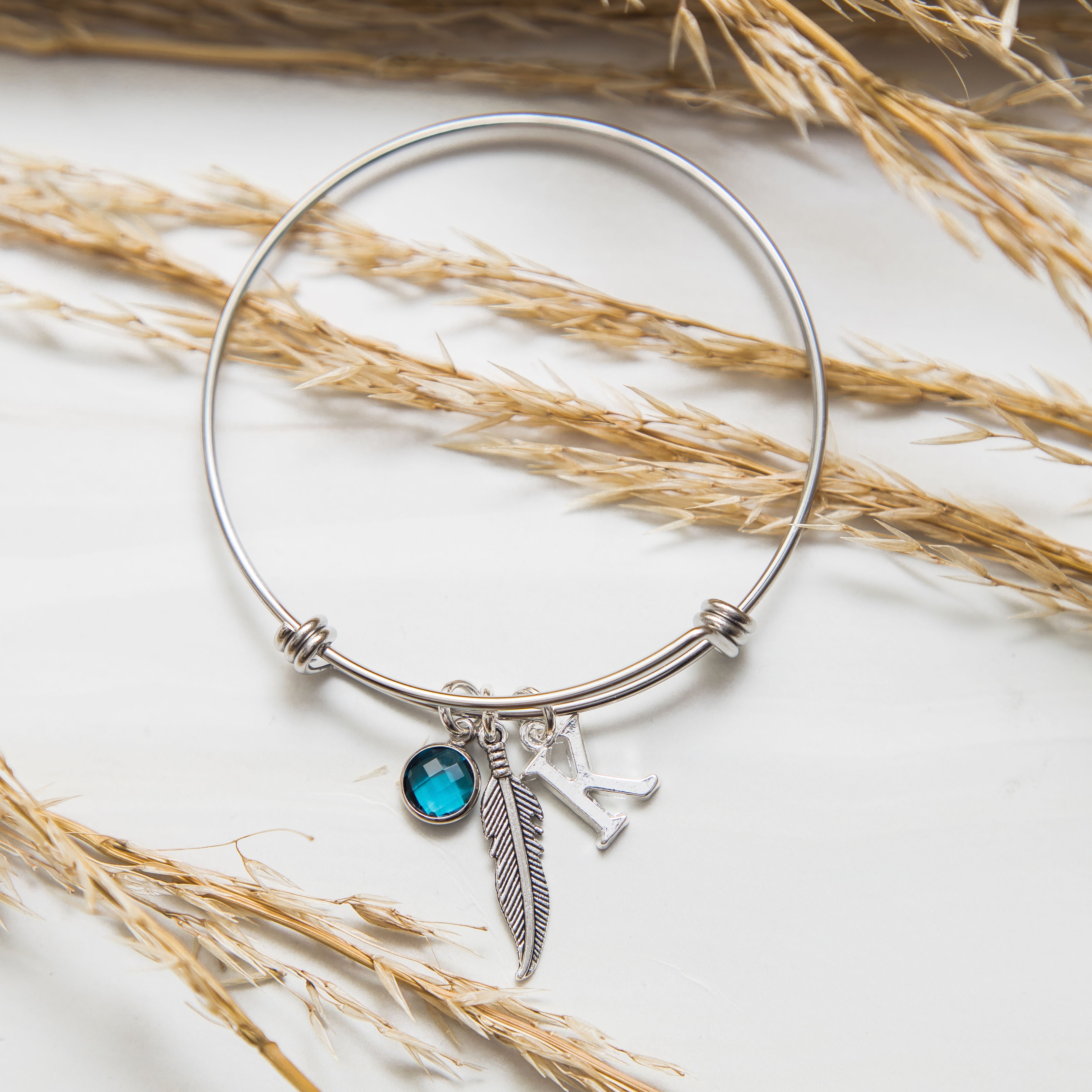 Personalised Feather Bangle