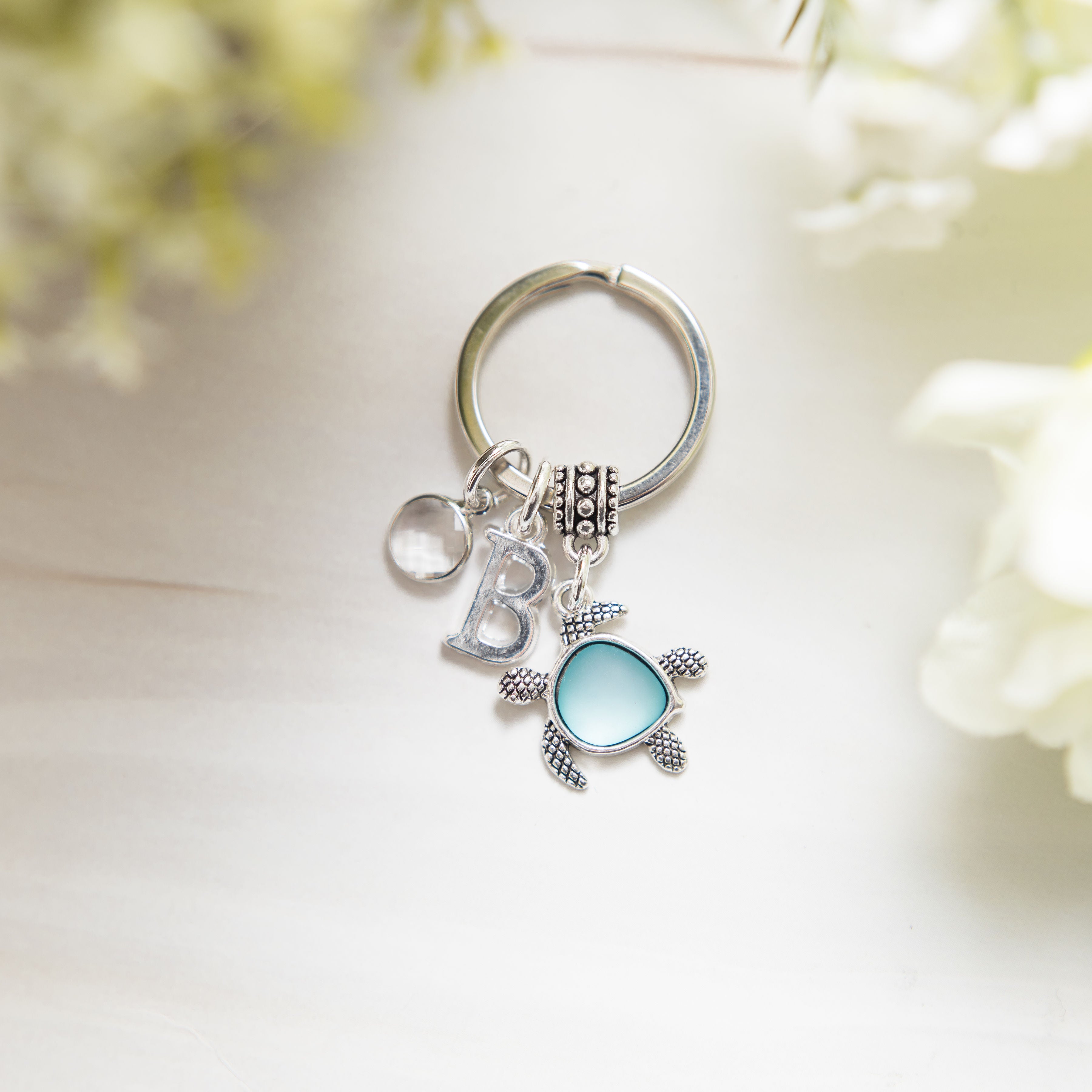 Personalised Blue Turtle Keyring