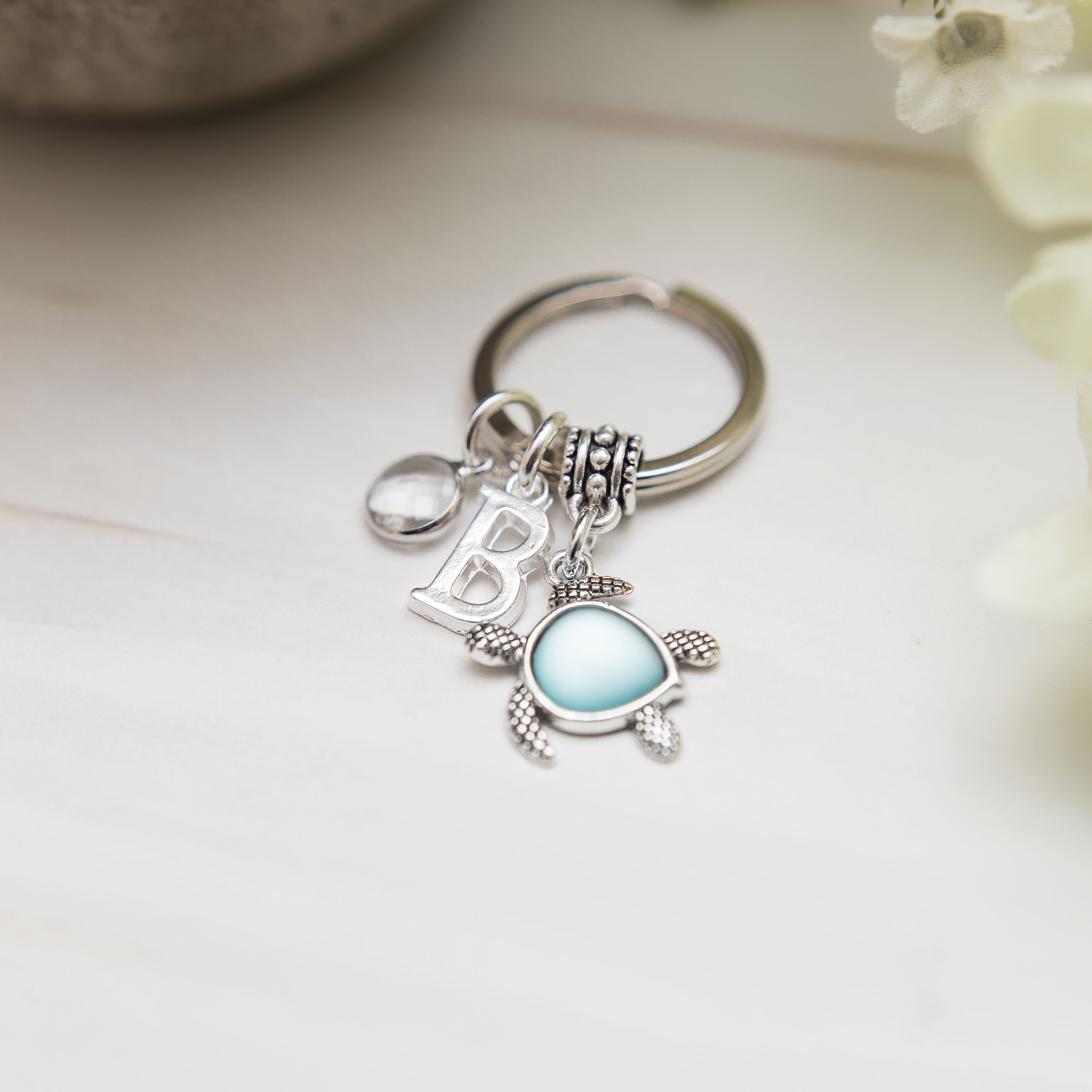 Personalised Blue Turtle Keyring