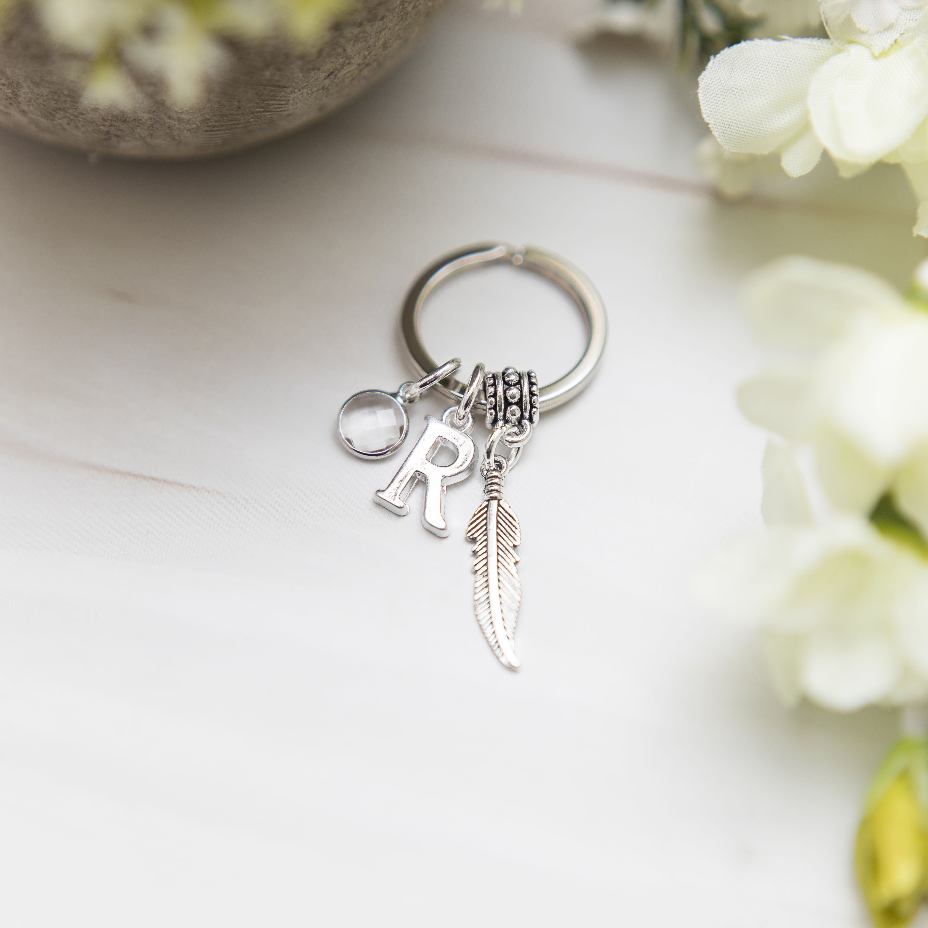 Personalised Feather Keyring