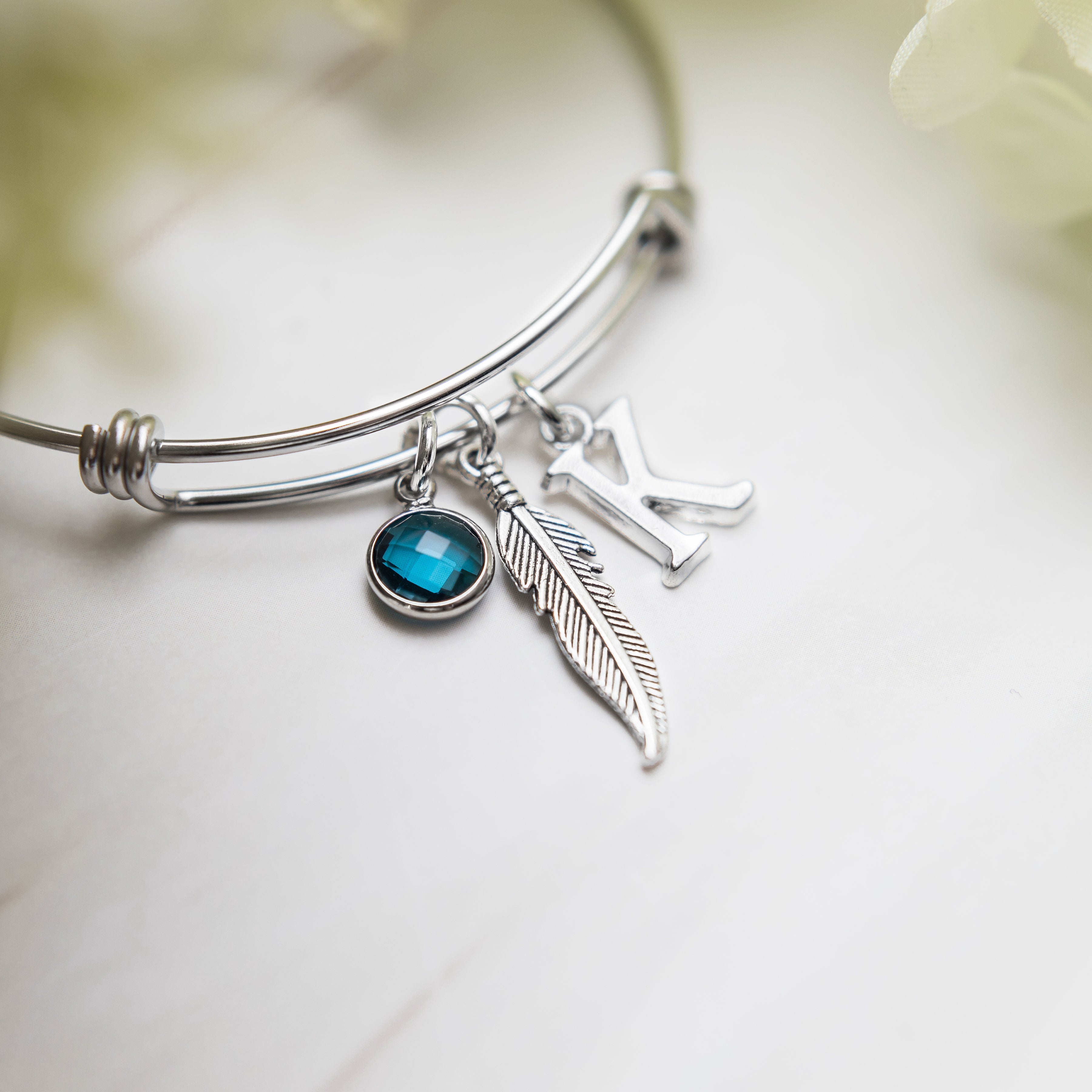 Personalised Feather Bangle