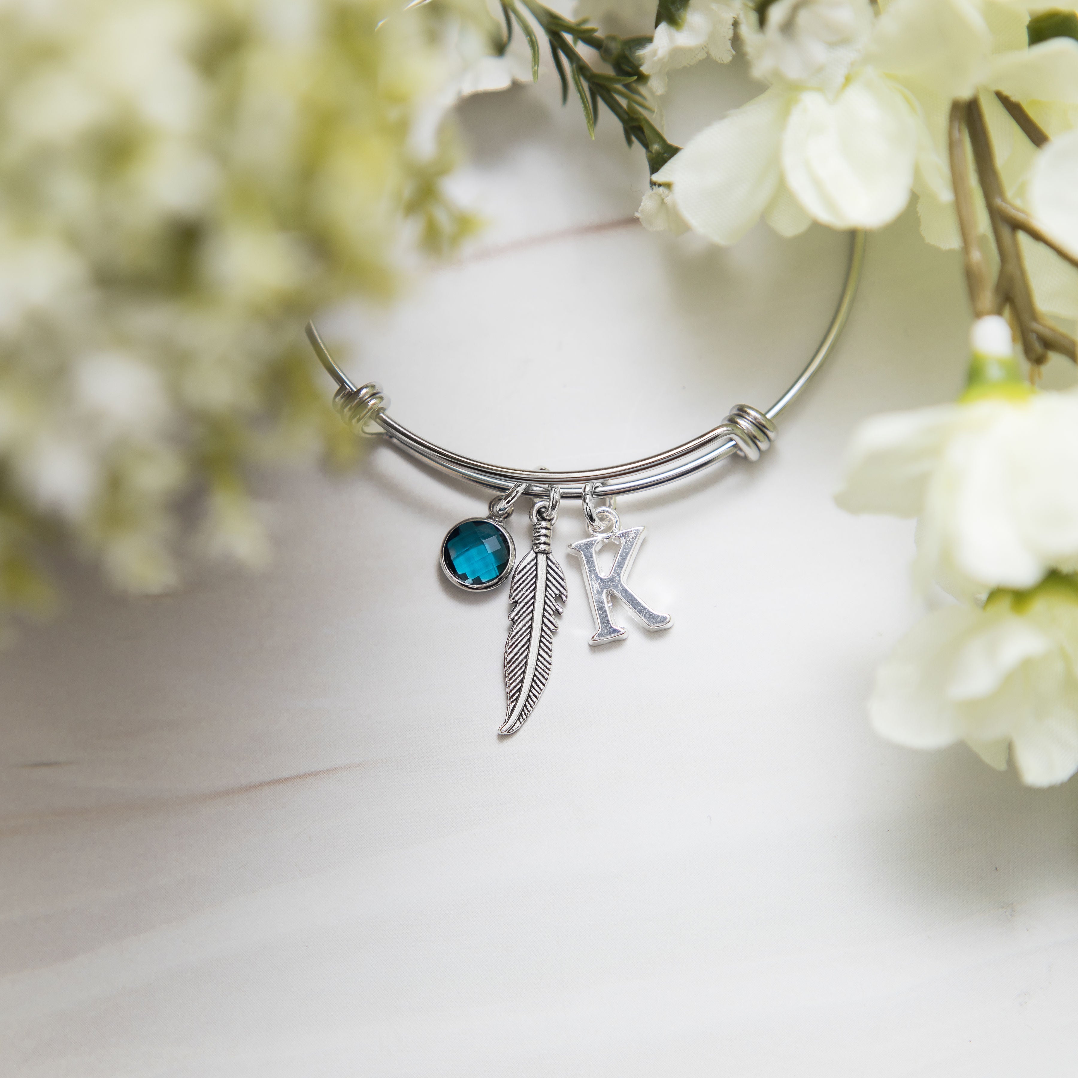 Personalised Feather Bangle