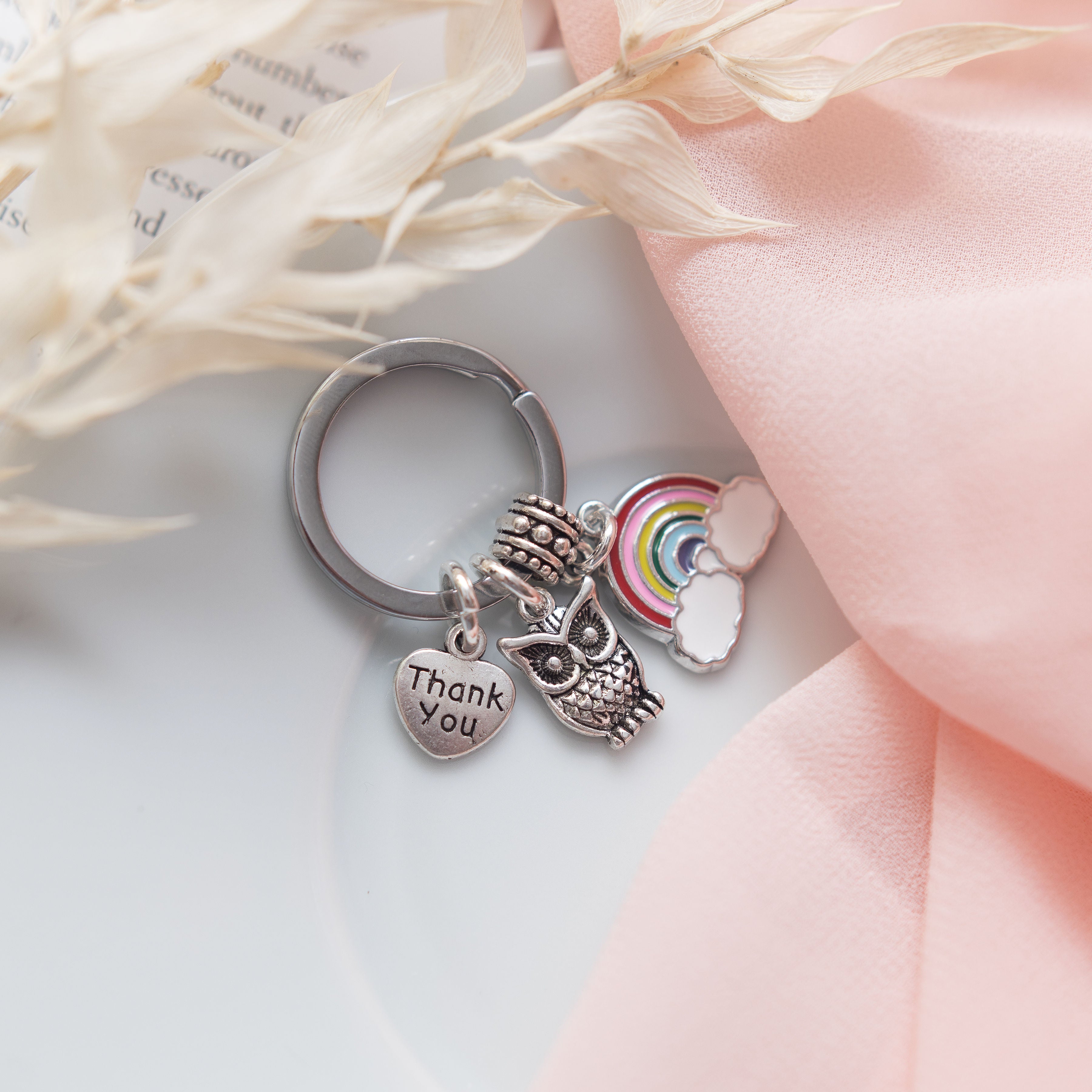 Thank you teacher keyring, rainbow thankyou gifts for teacher, end of year leavers gift, 2021 teaching assistant