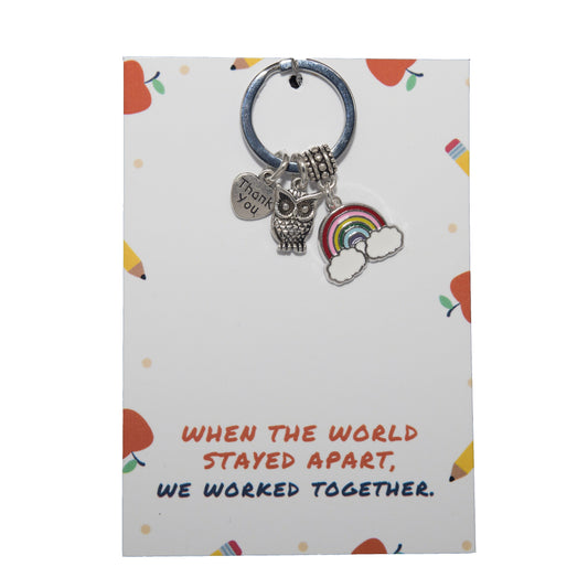 Thank you teacher keyring, rainbow thankyou gifts for teacher, end of year leavers gift, 2021 teaching assistant