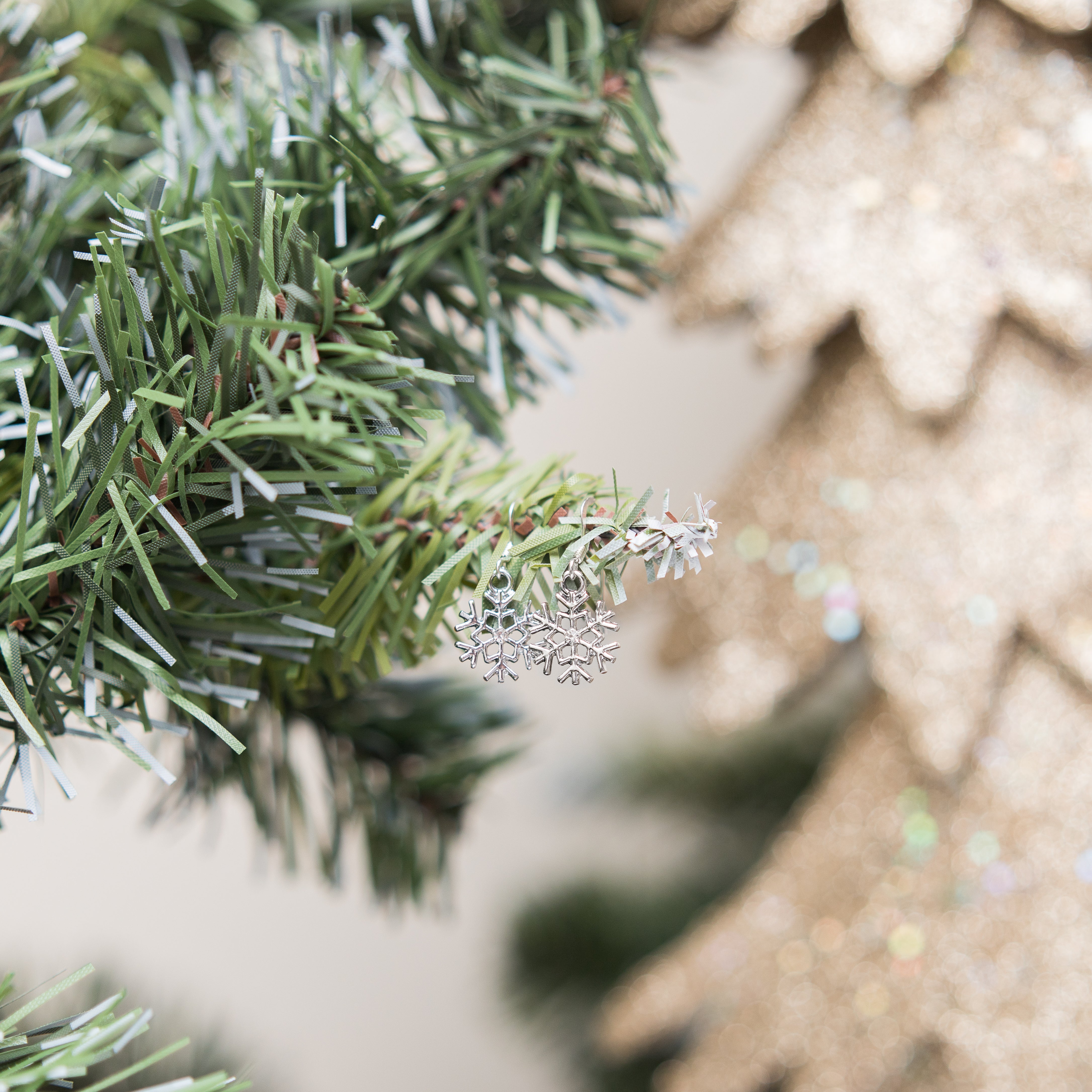 Rhinestone Snowflake Charm Earrings