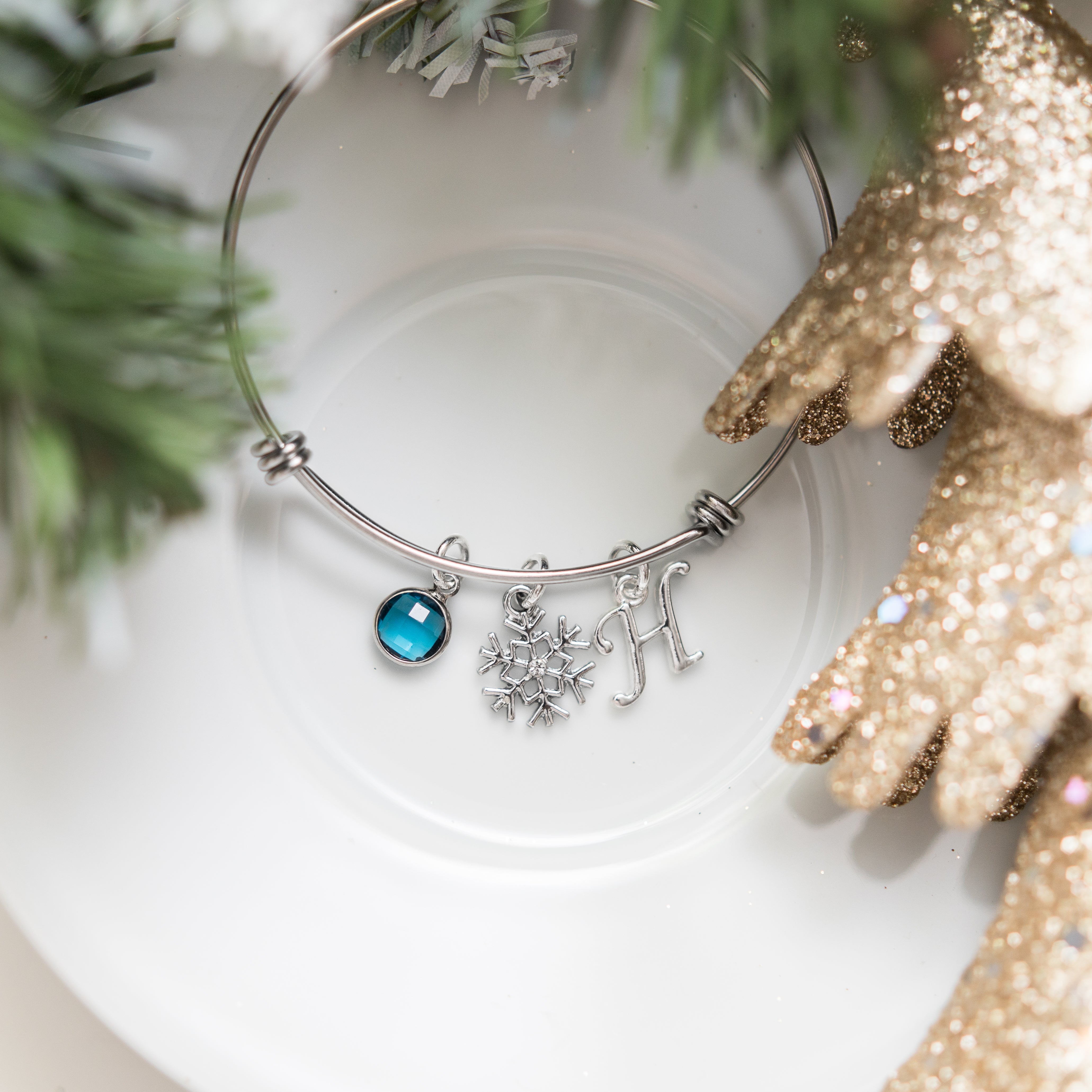 Personalised Snowflake Bangle