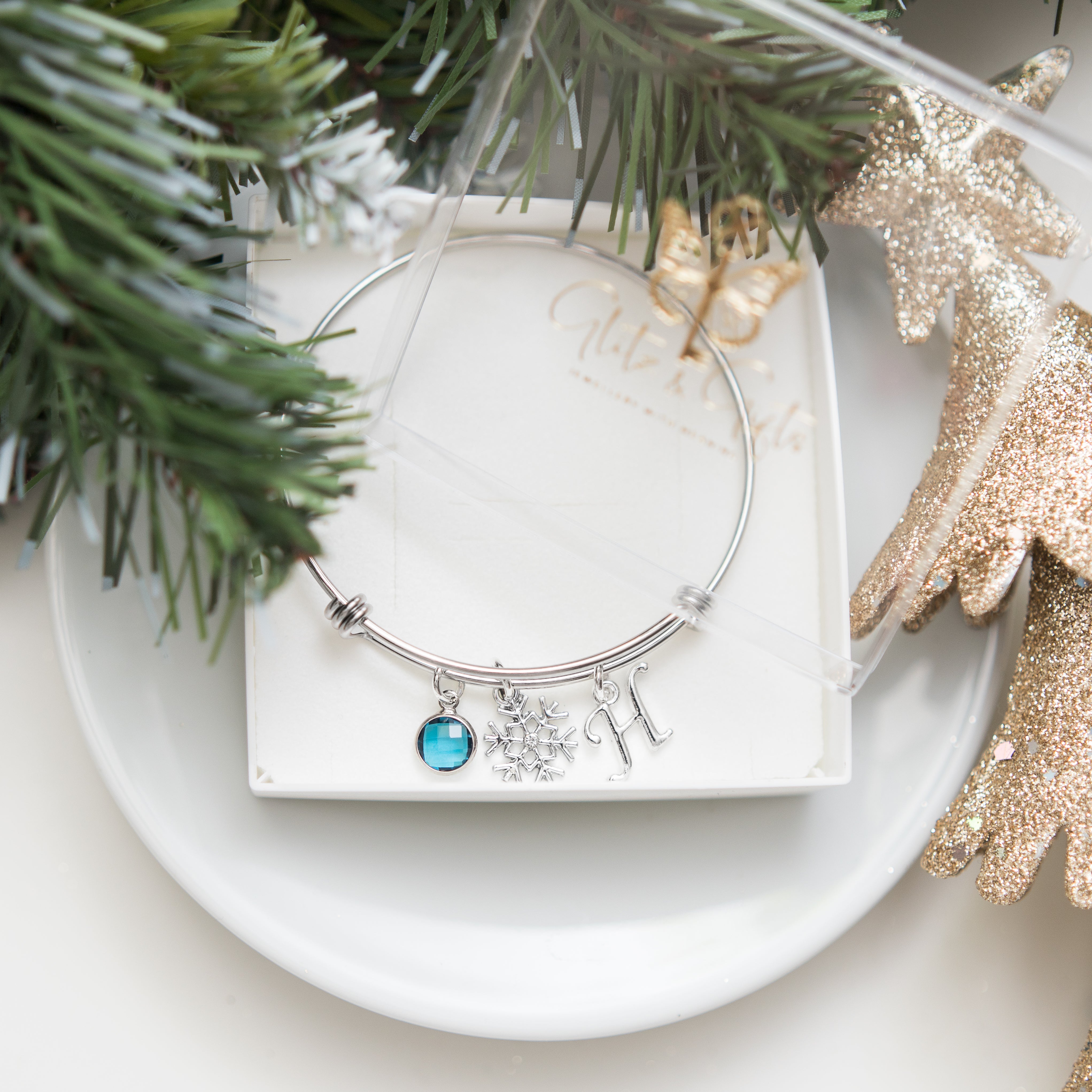Personalised Snowflake Bangle