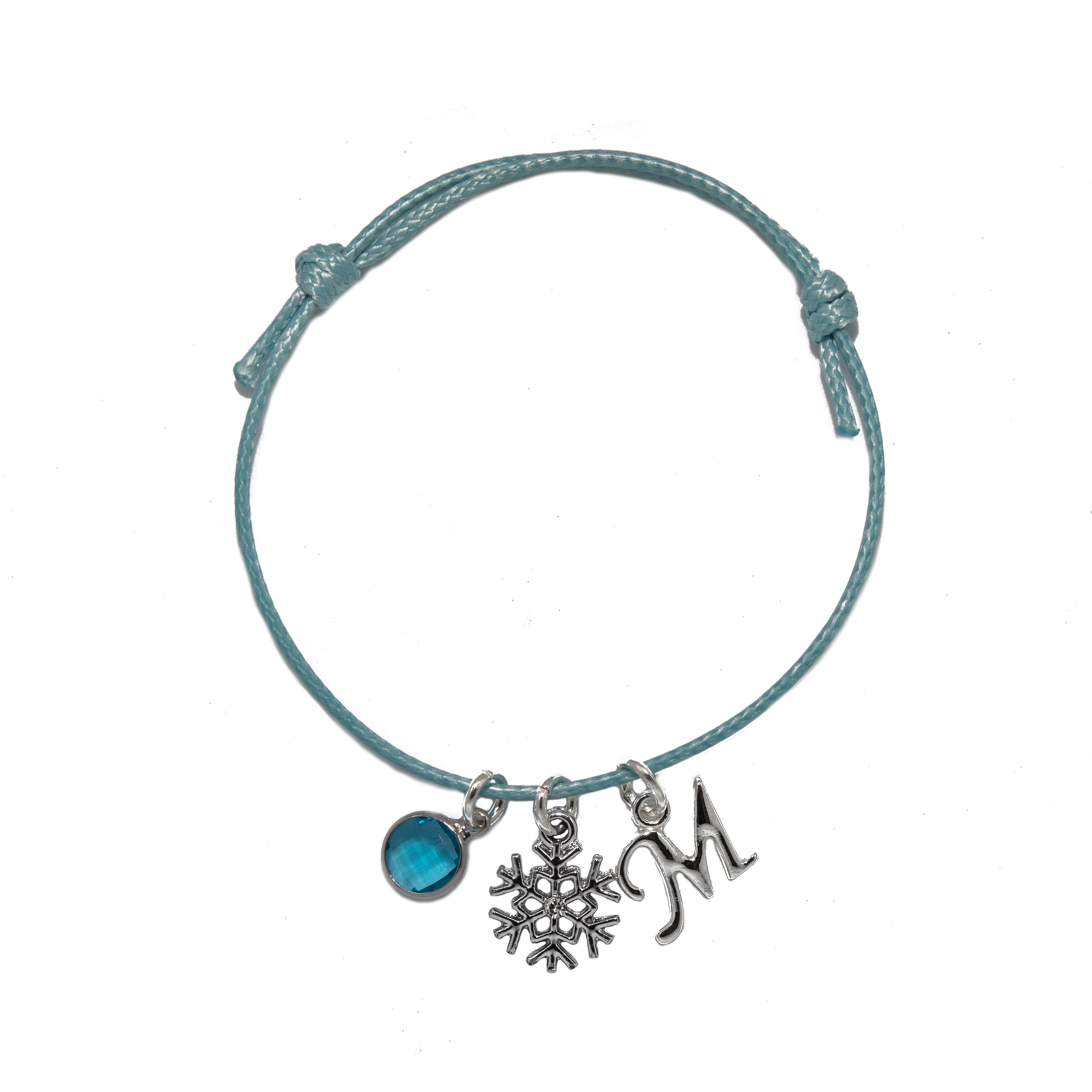 Personalised Rhinestone Snowflake Cotton Bracelet