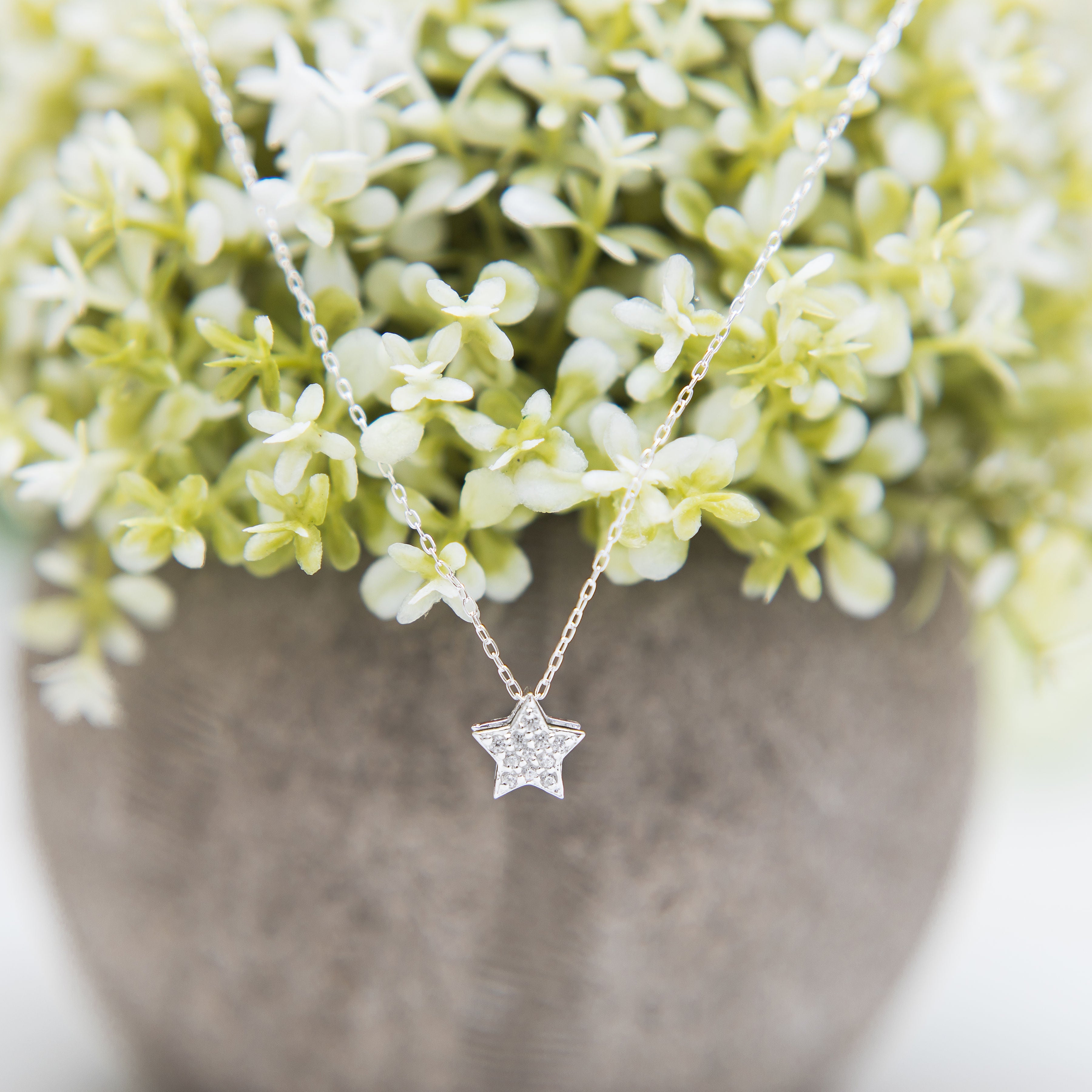 Silver CZ Star Necklace