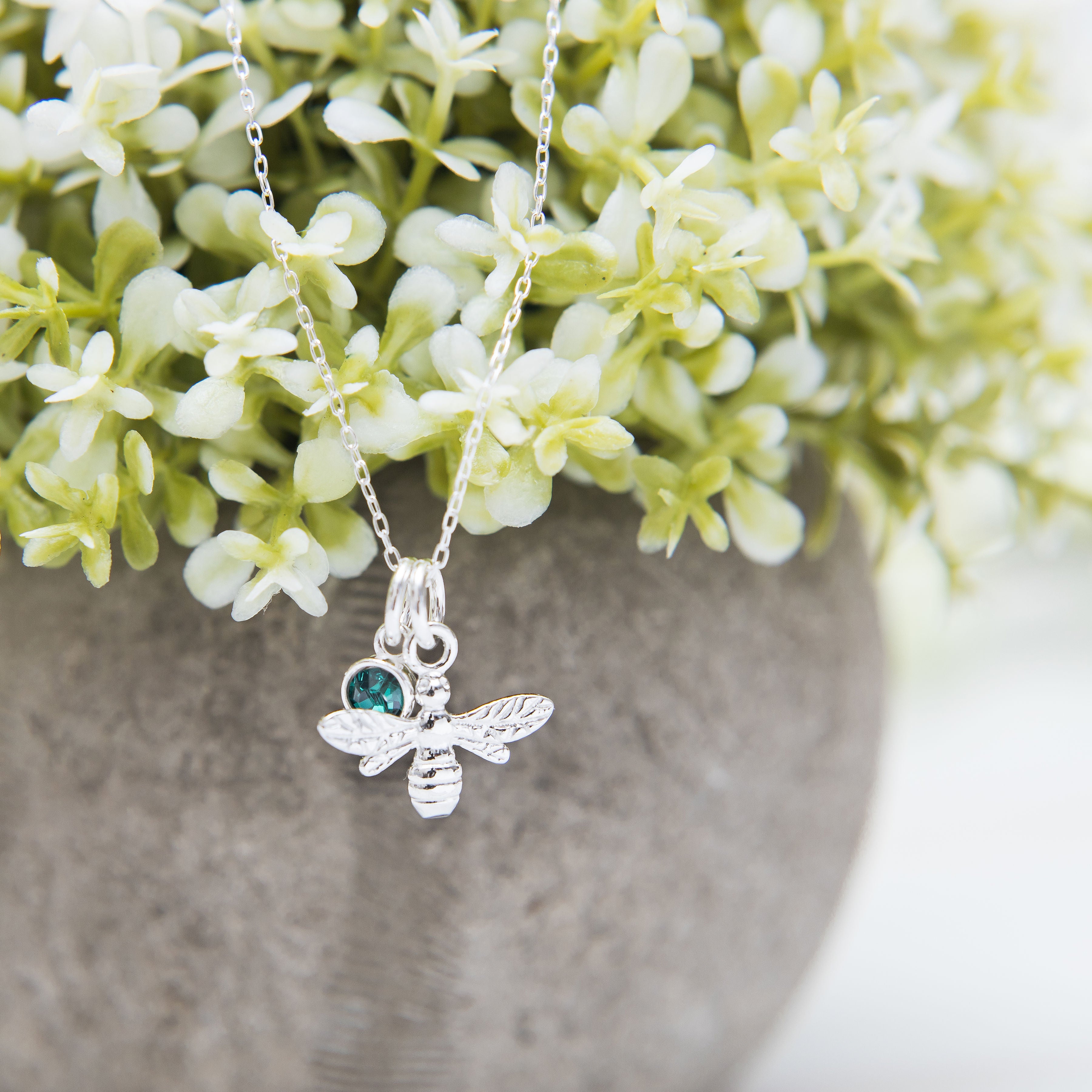 Silver Bee Necklace Personalised