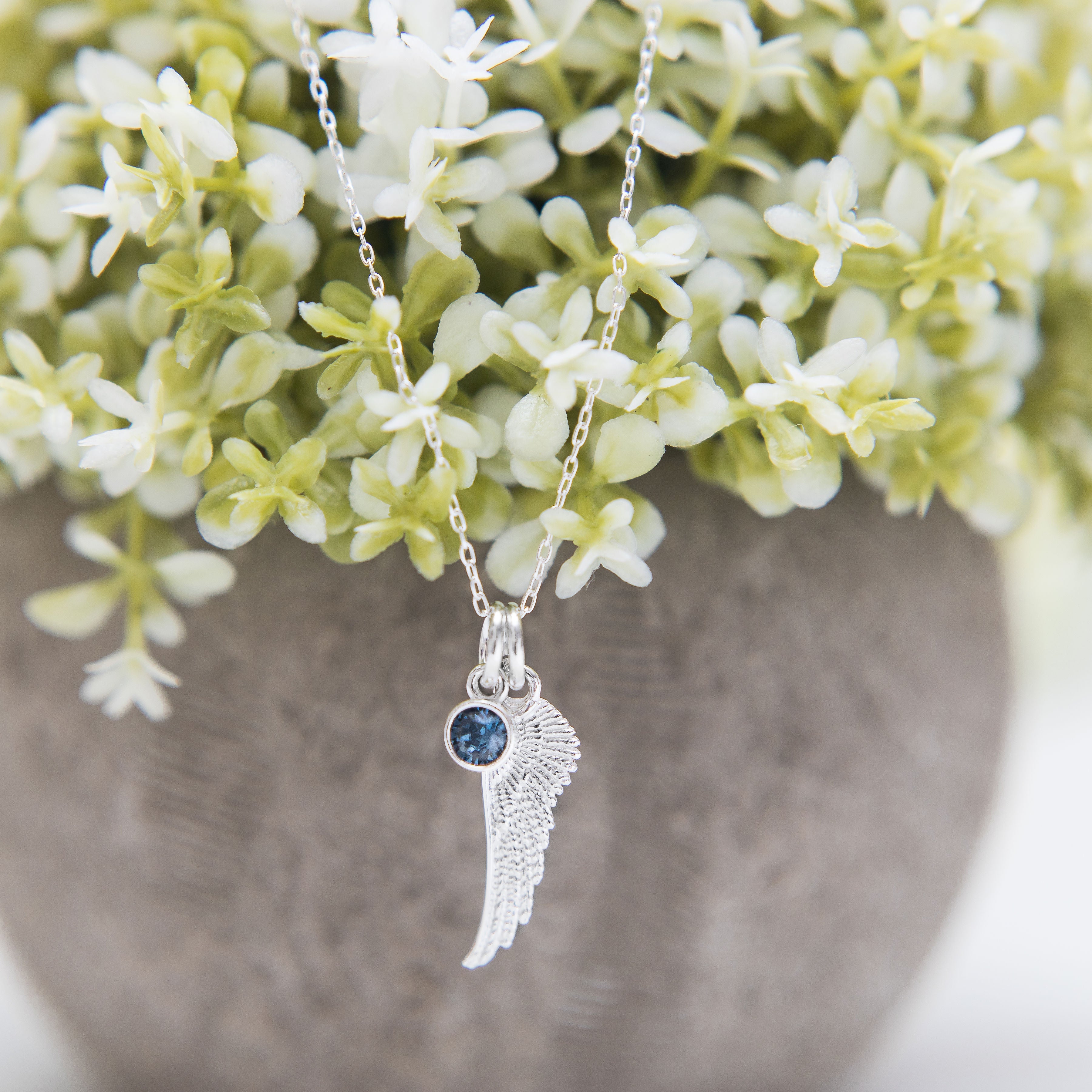Silver Angel Wing Necklace Personalised