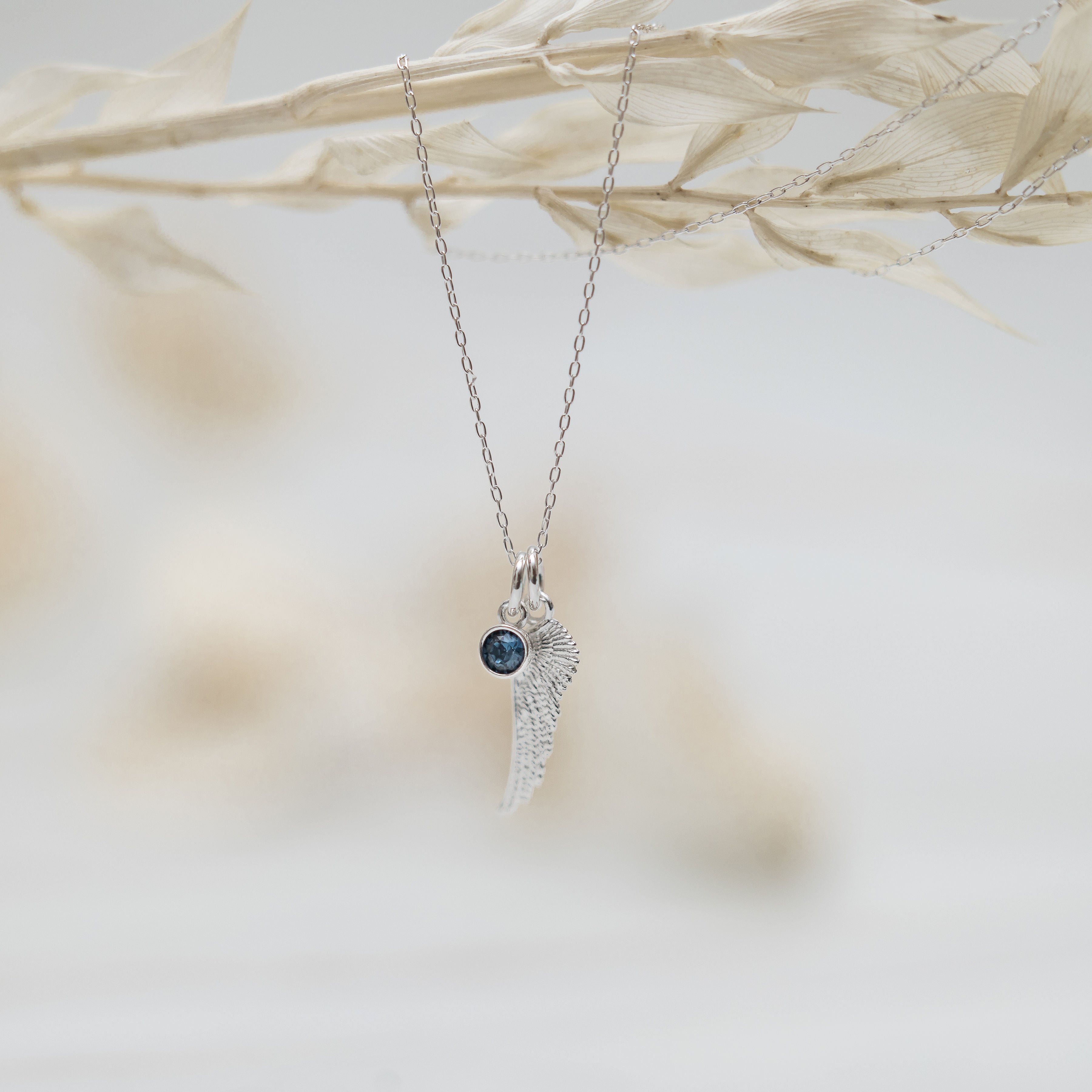 Silver Angel Wing Necklace Personalised