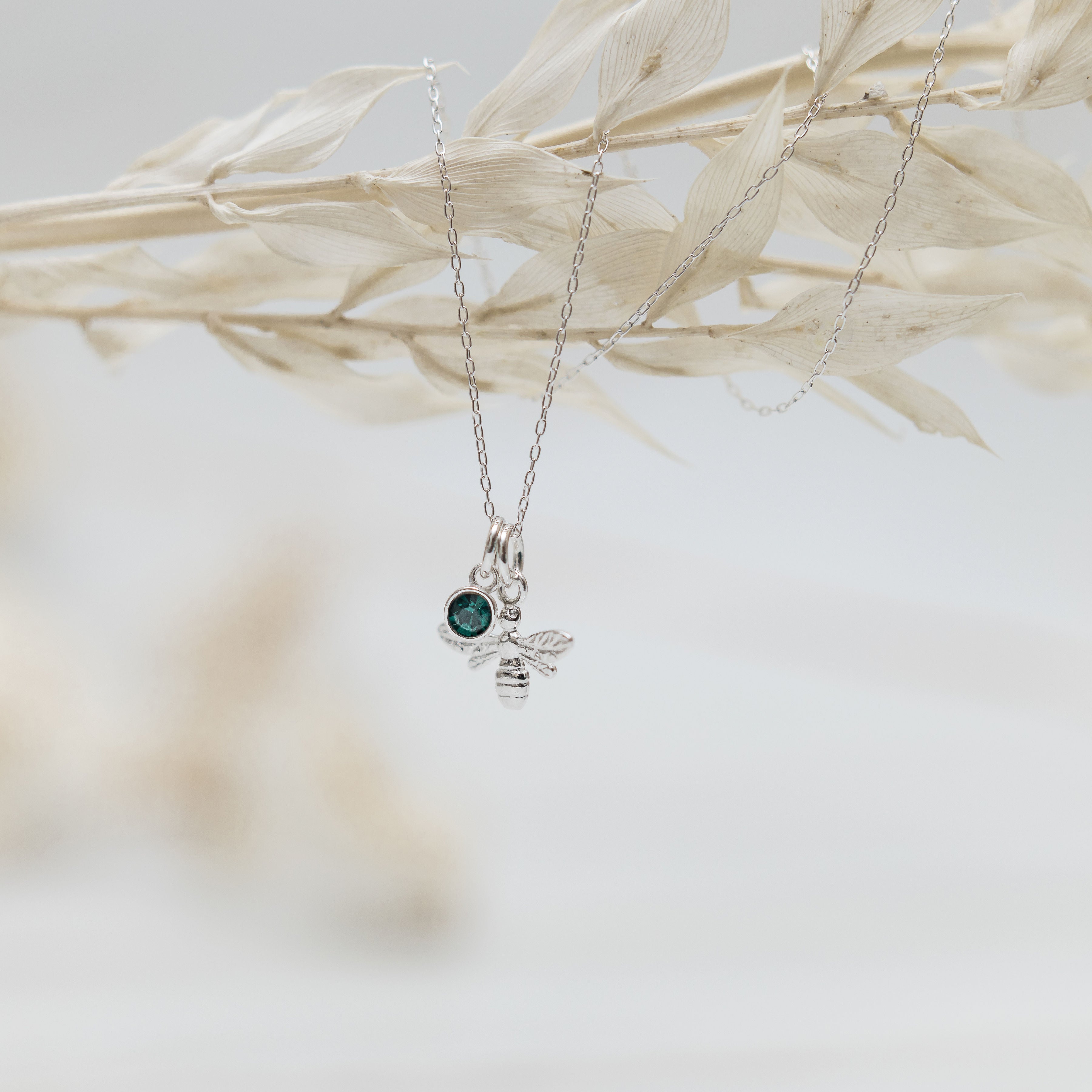 Silver Bee Necklace Personalised