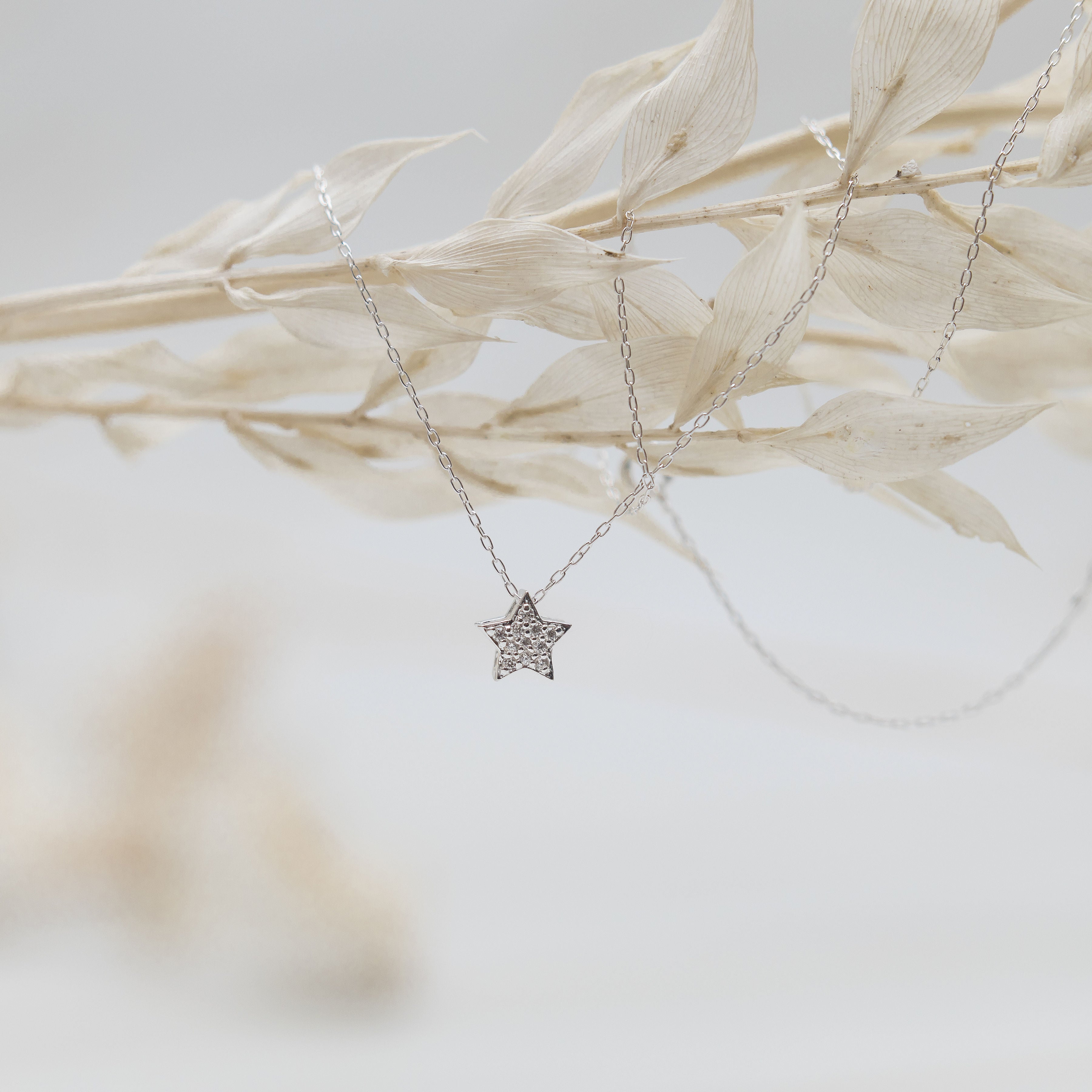 Silver CZ Star Necklace