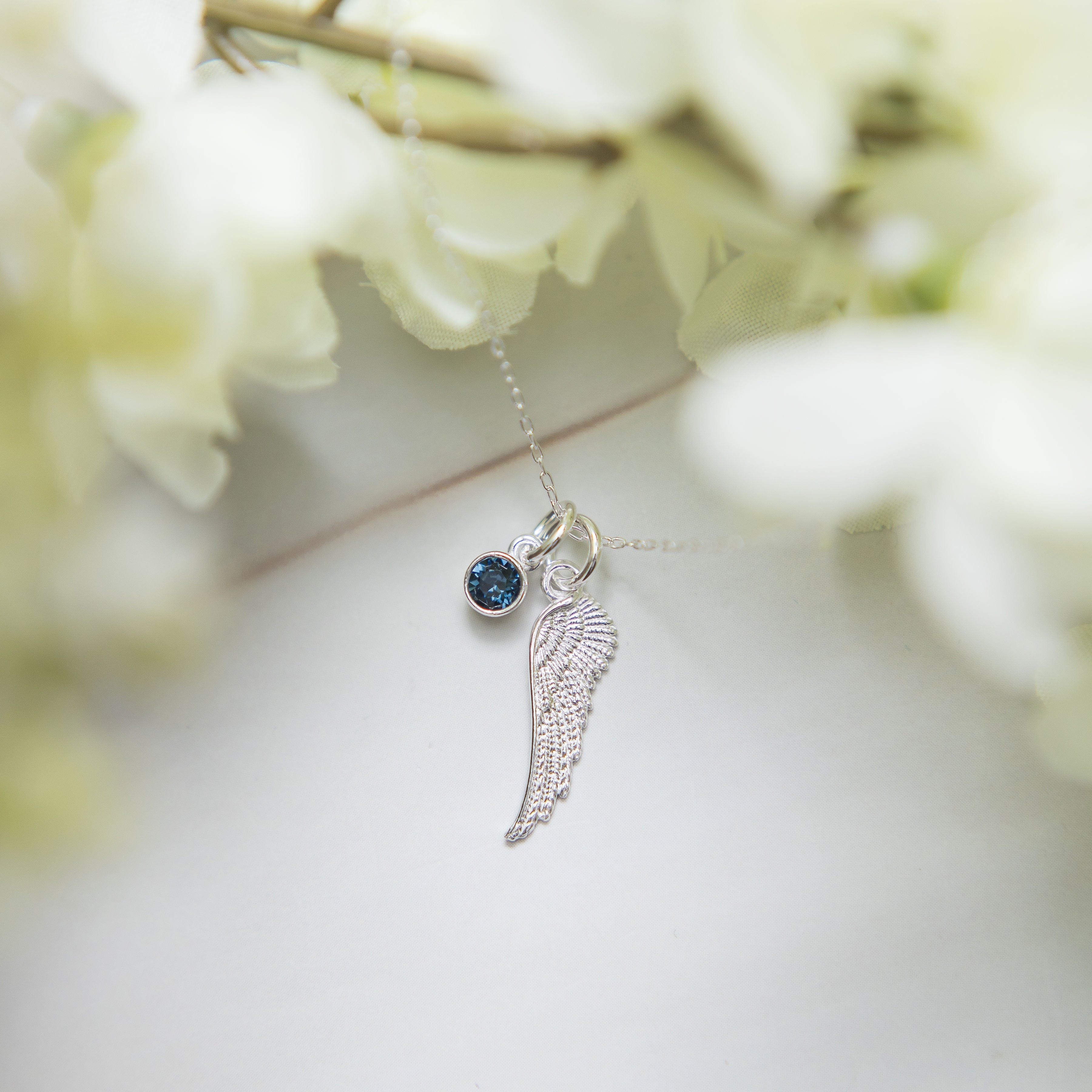 Silver Angel Wing Necklace Personalised
