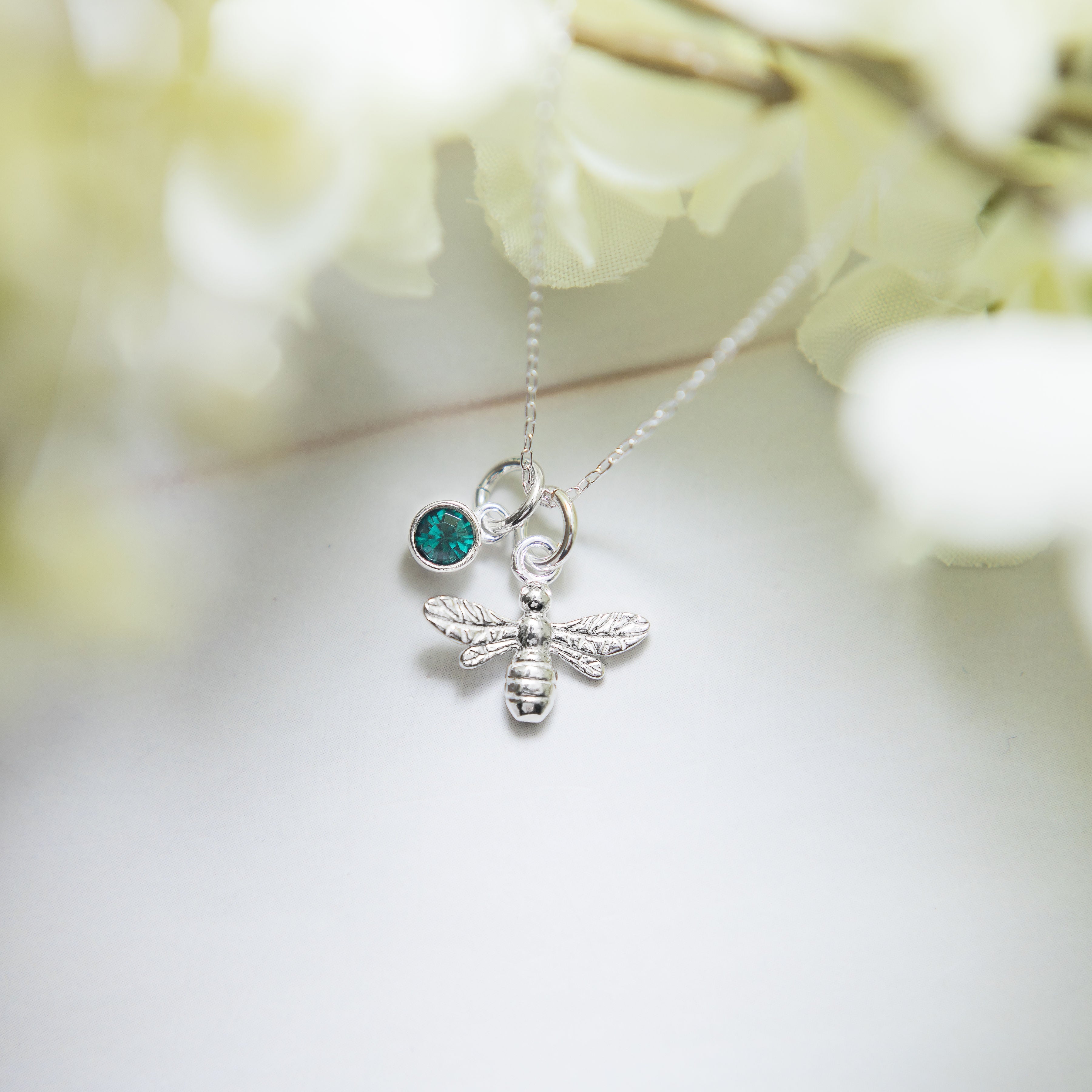 Silver Bee Necklace Personalised