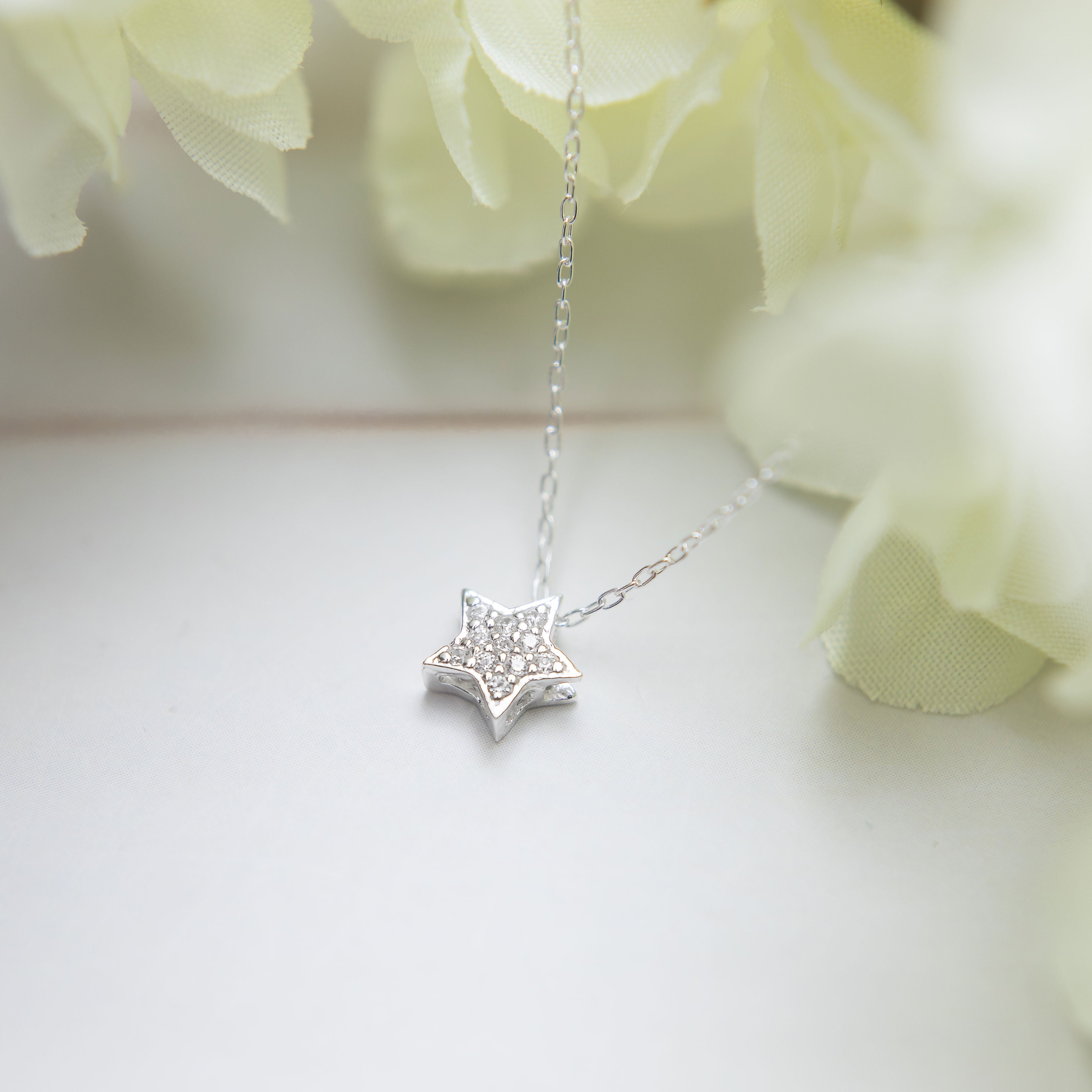 Silver CZ Star Necklace