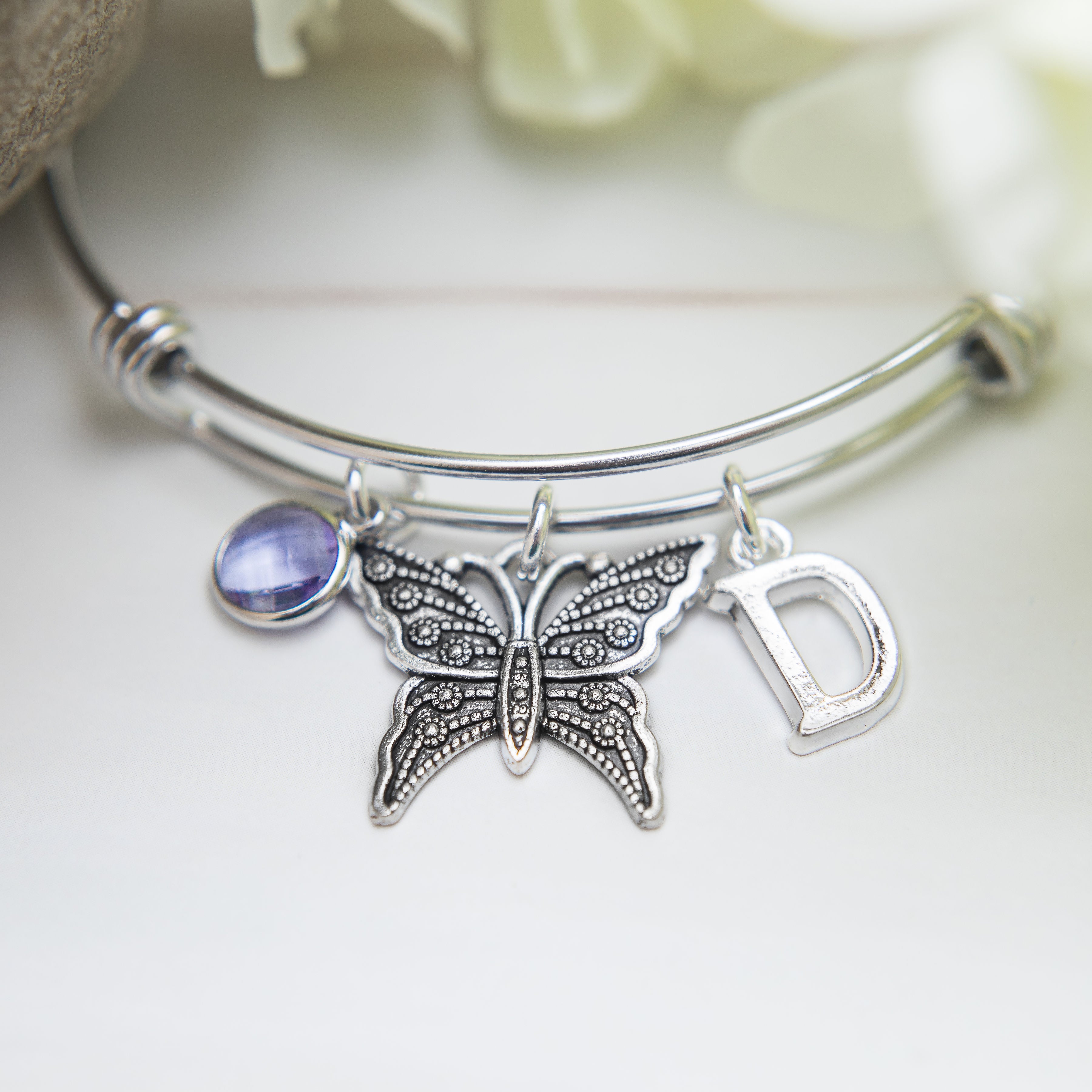 Personalised Butterfly Bangle
