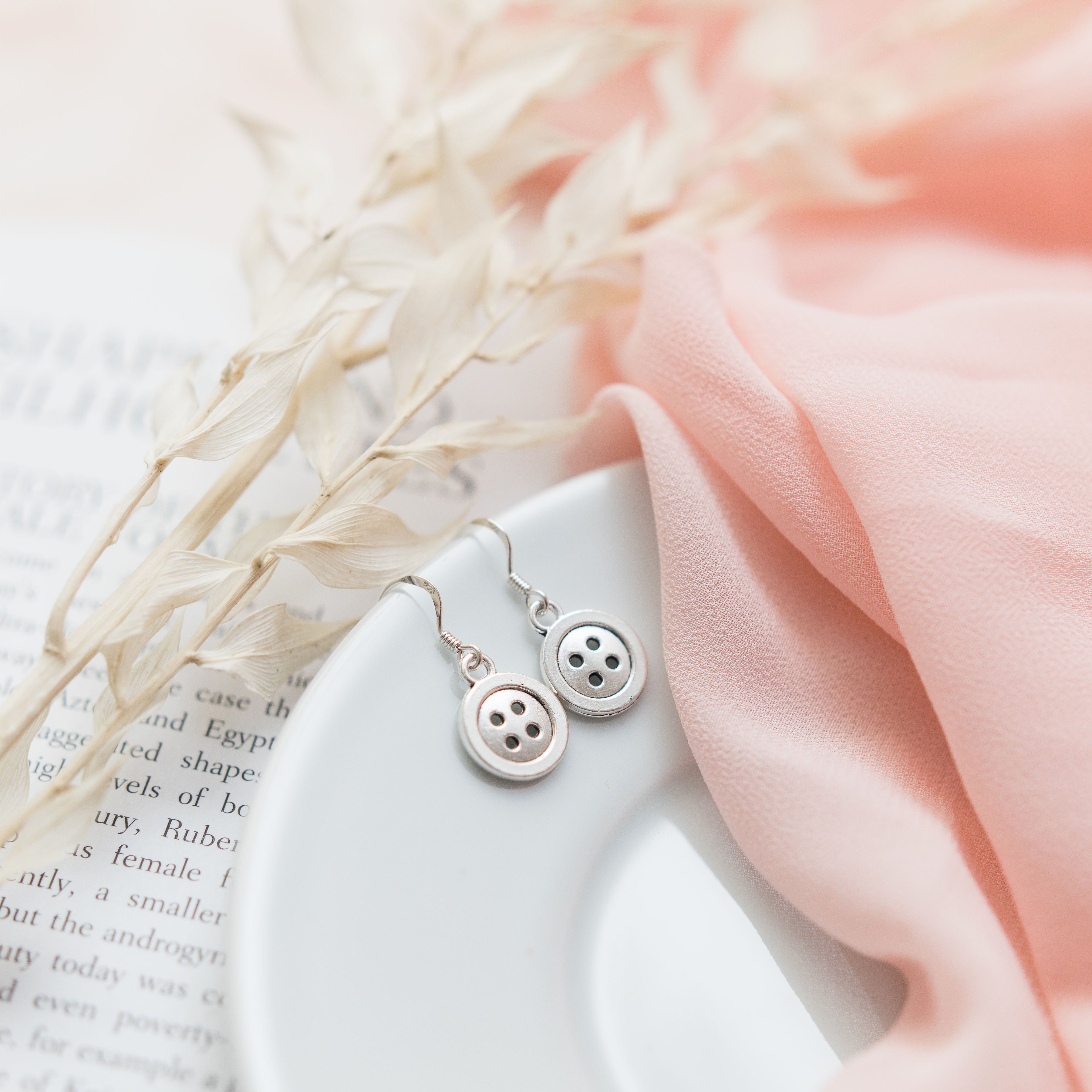 Button Charm Earrings