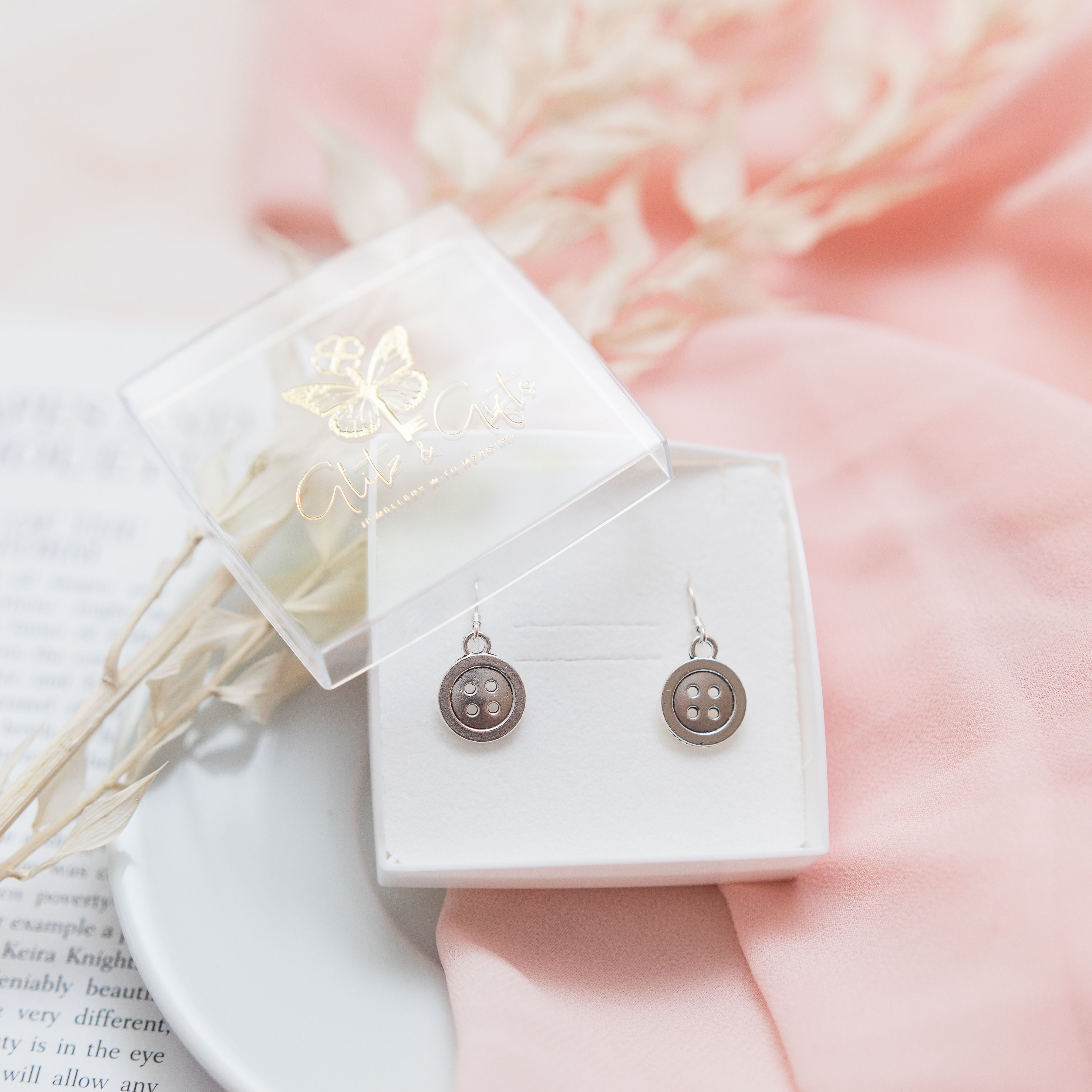 Button Charm Earrings