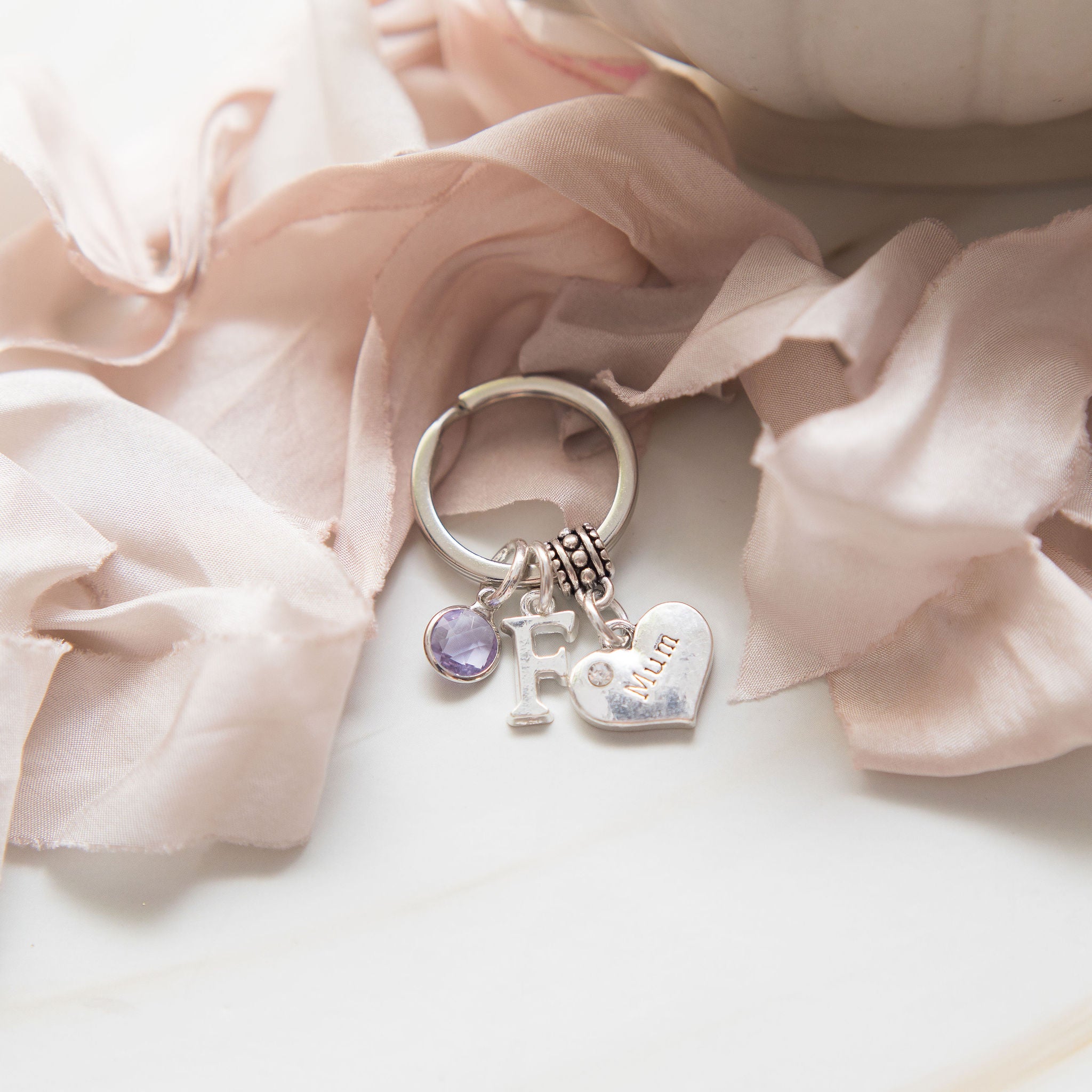 Personalised Family Heart Keyring or Bag Charm