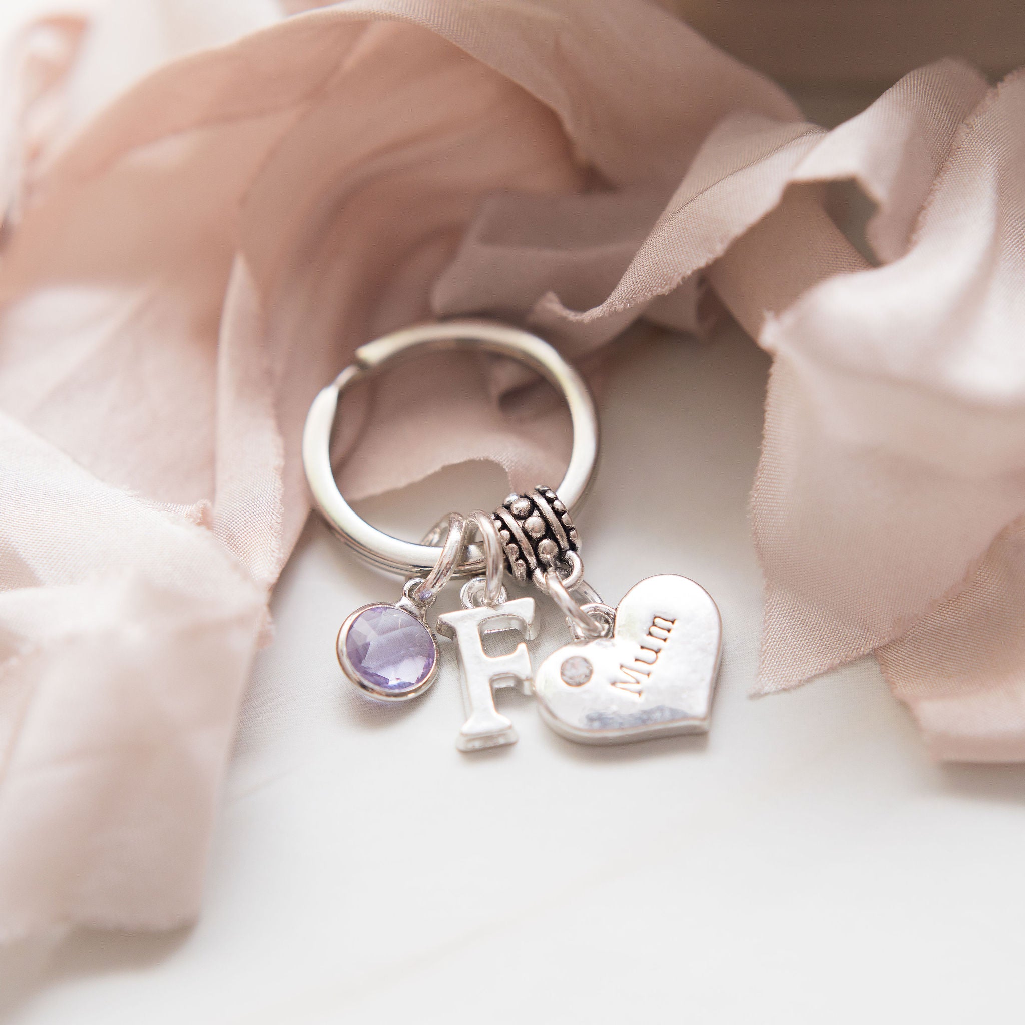 Personalised Family Heart Keyring or Bag Charm