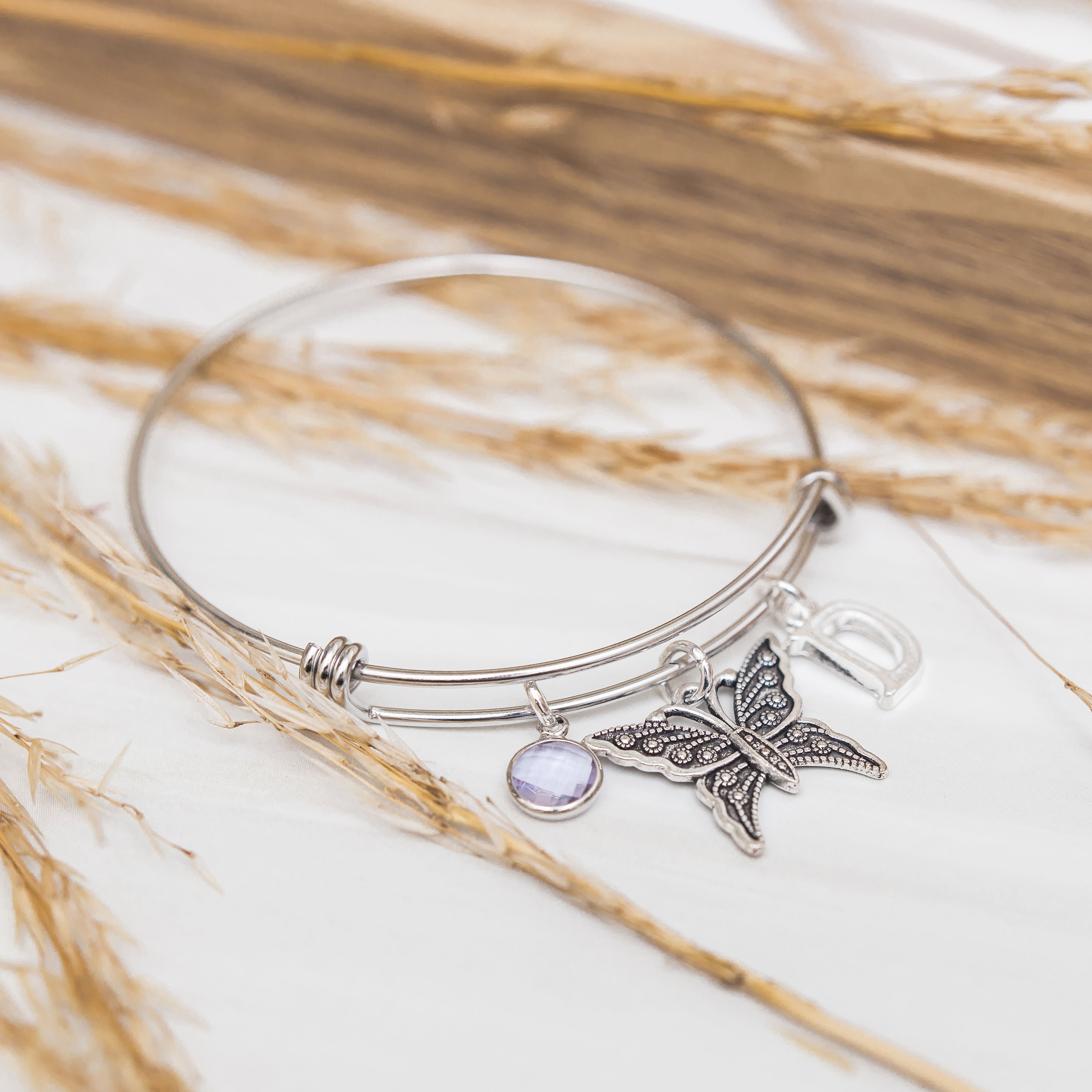Personalised Butterfly Bangle