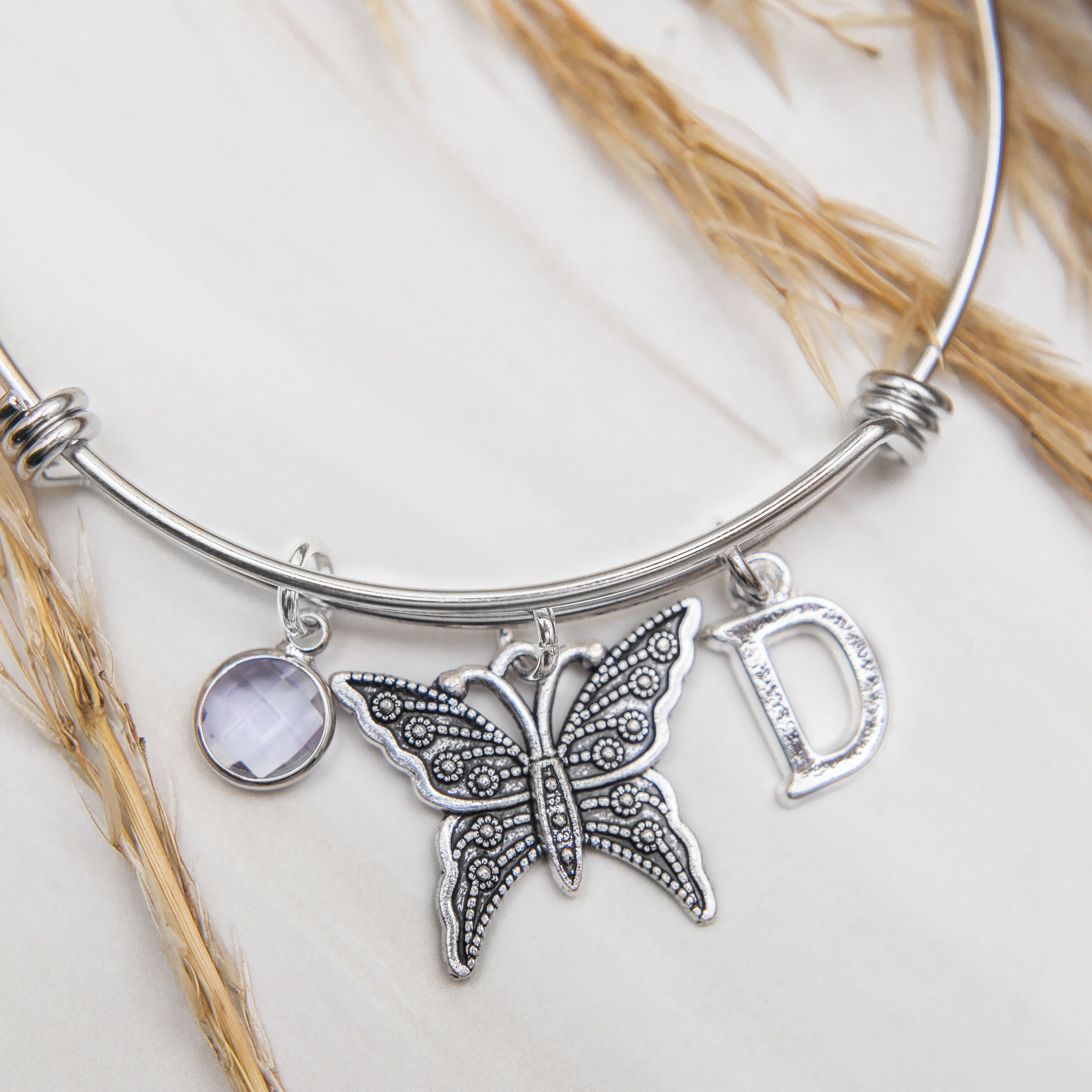 Personalised Butterfly Bangle