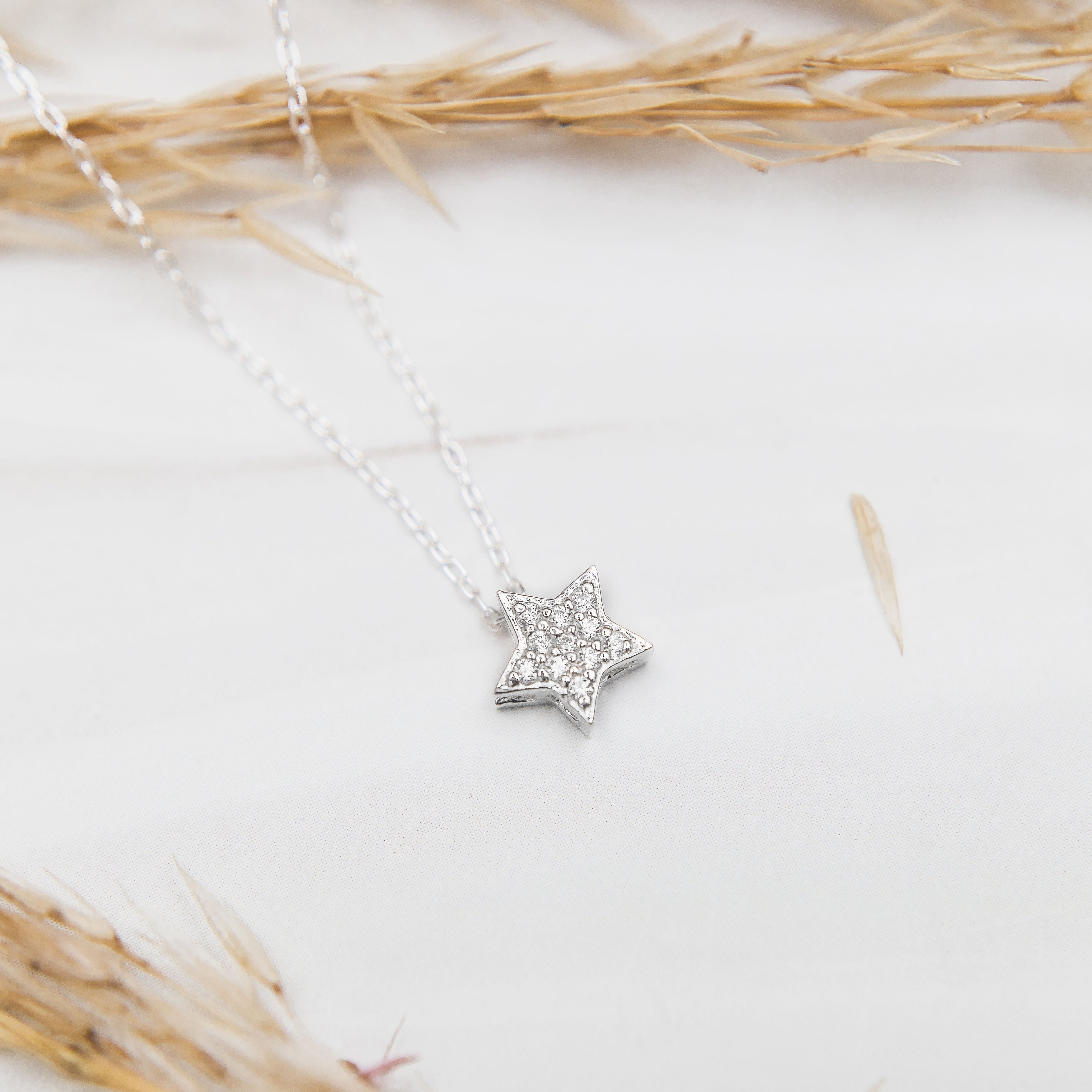 Silver CZ Star Necklace