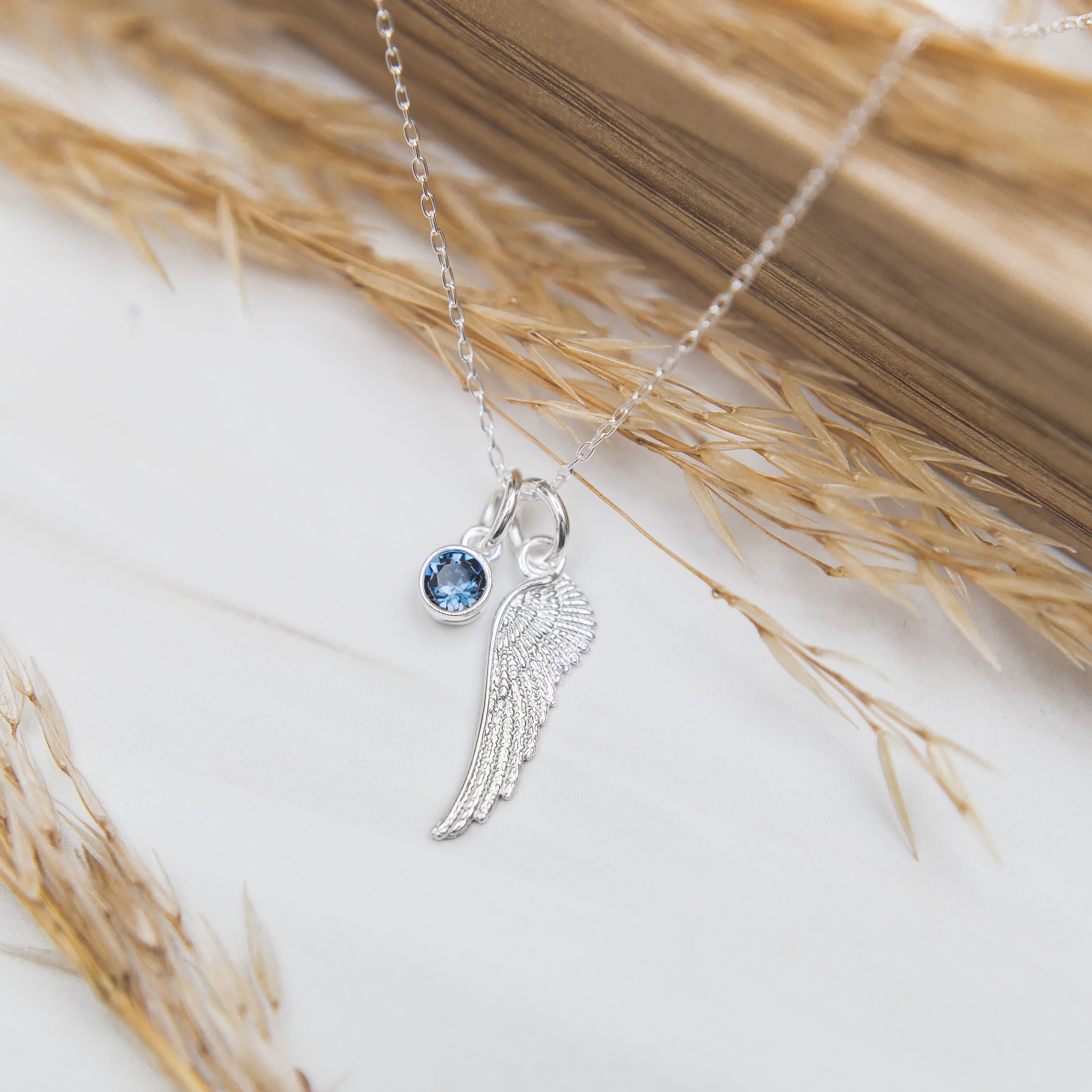 Silver Angel Wing Necklace Personalised