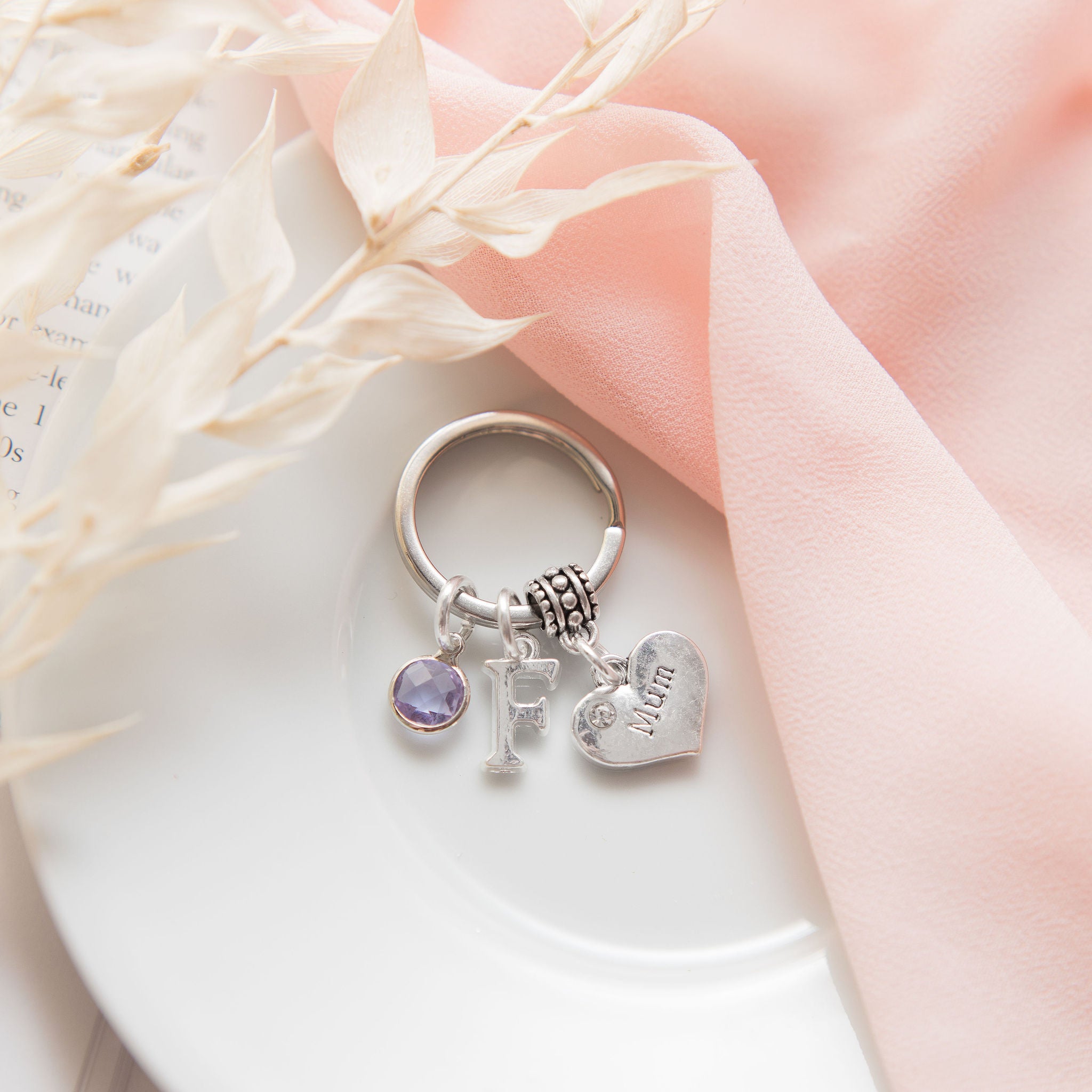 Personalised Family Heart Keyring or Bag Charm