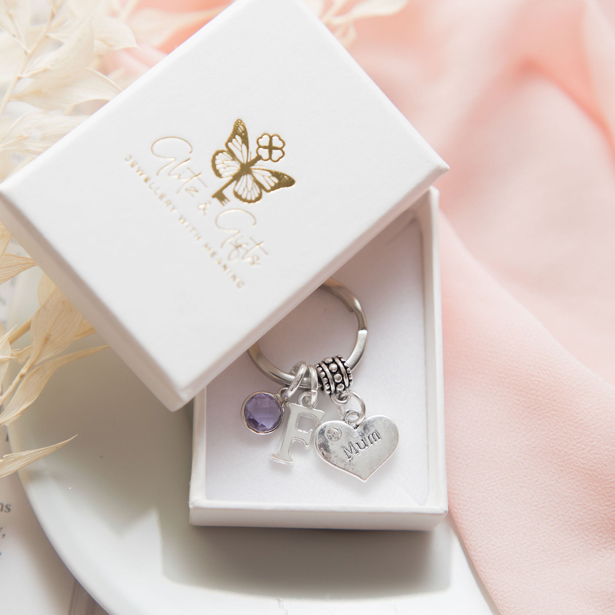 Personalised Family Heart Keyring or Bag Charm