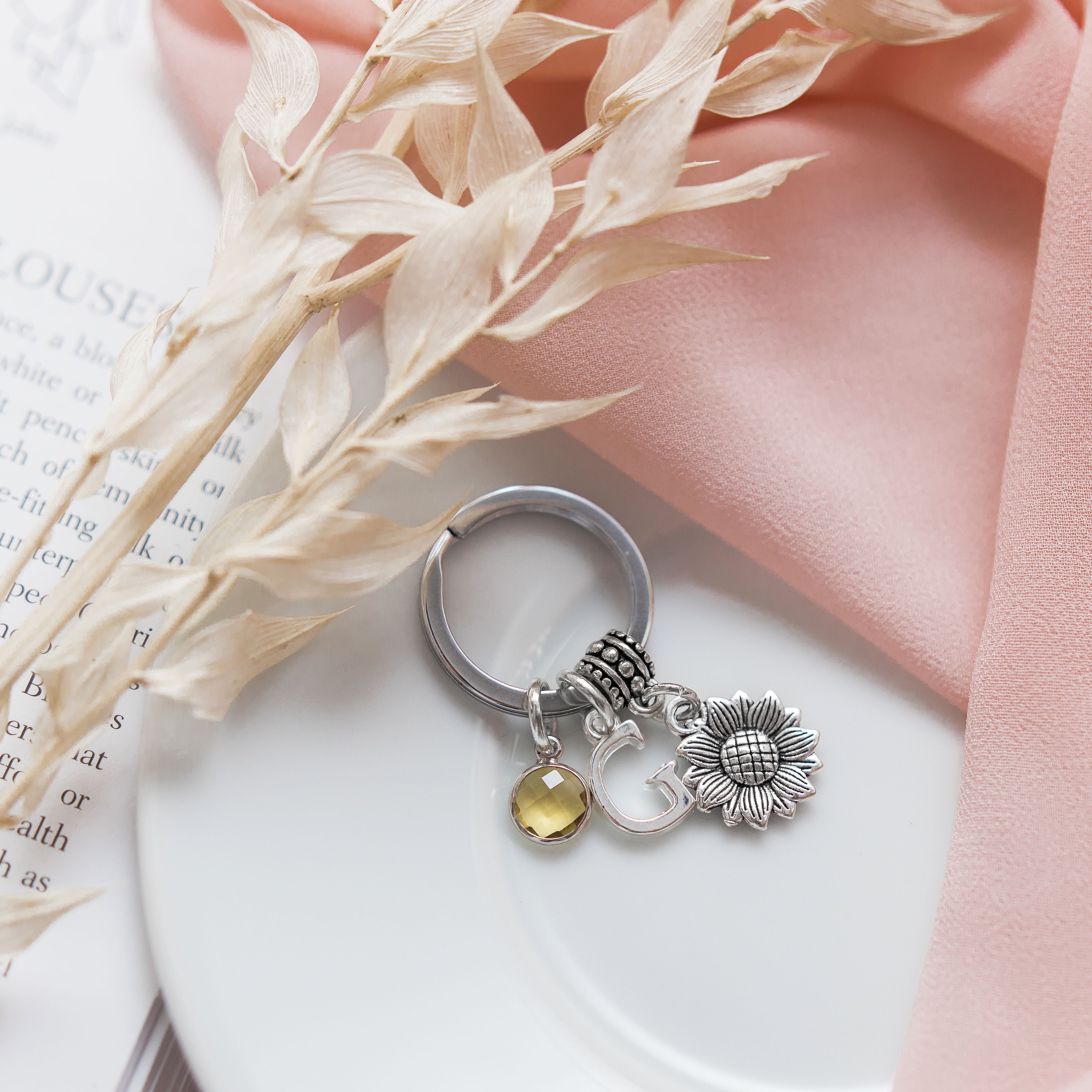 Personalised Sunflower Keyring