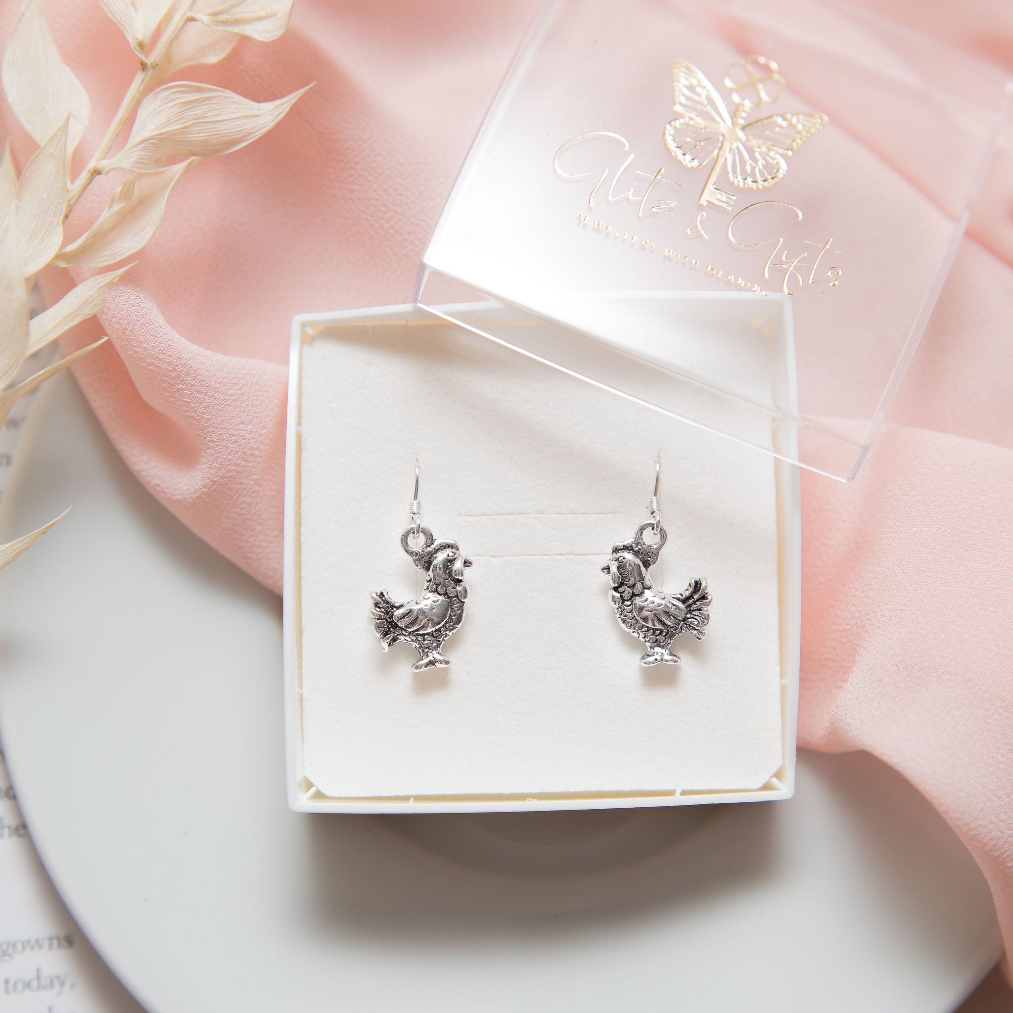 Chicken Charm Earrings