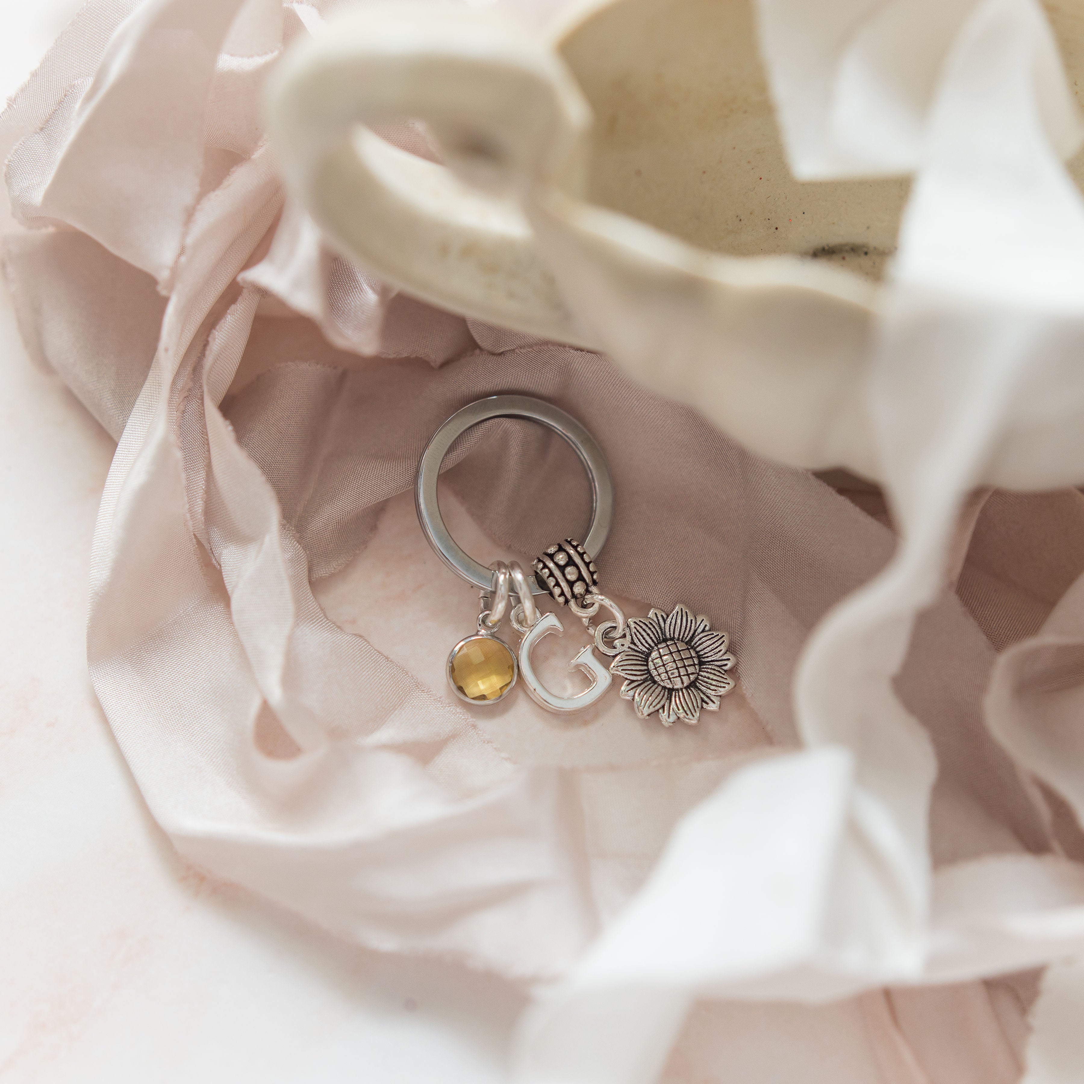 Personalised Sunflower Keyring