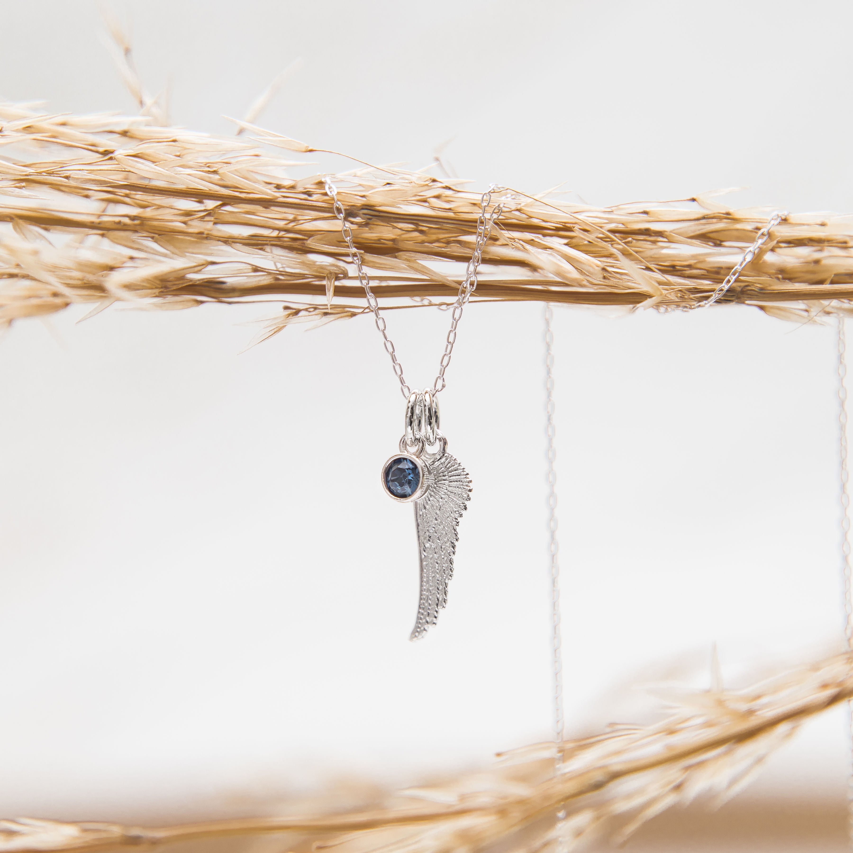 Silver Angel Wing Necklace Personalised