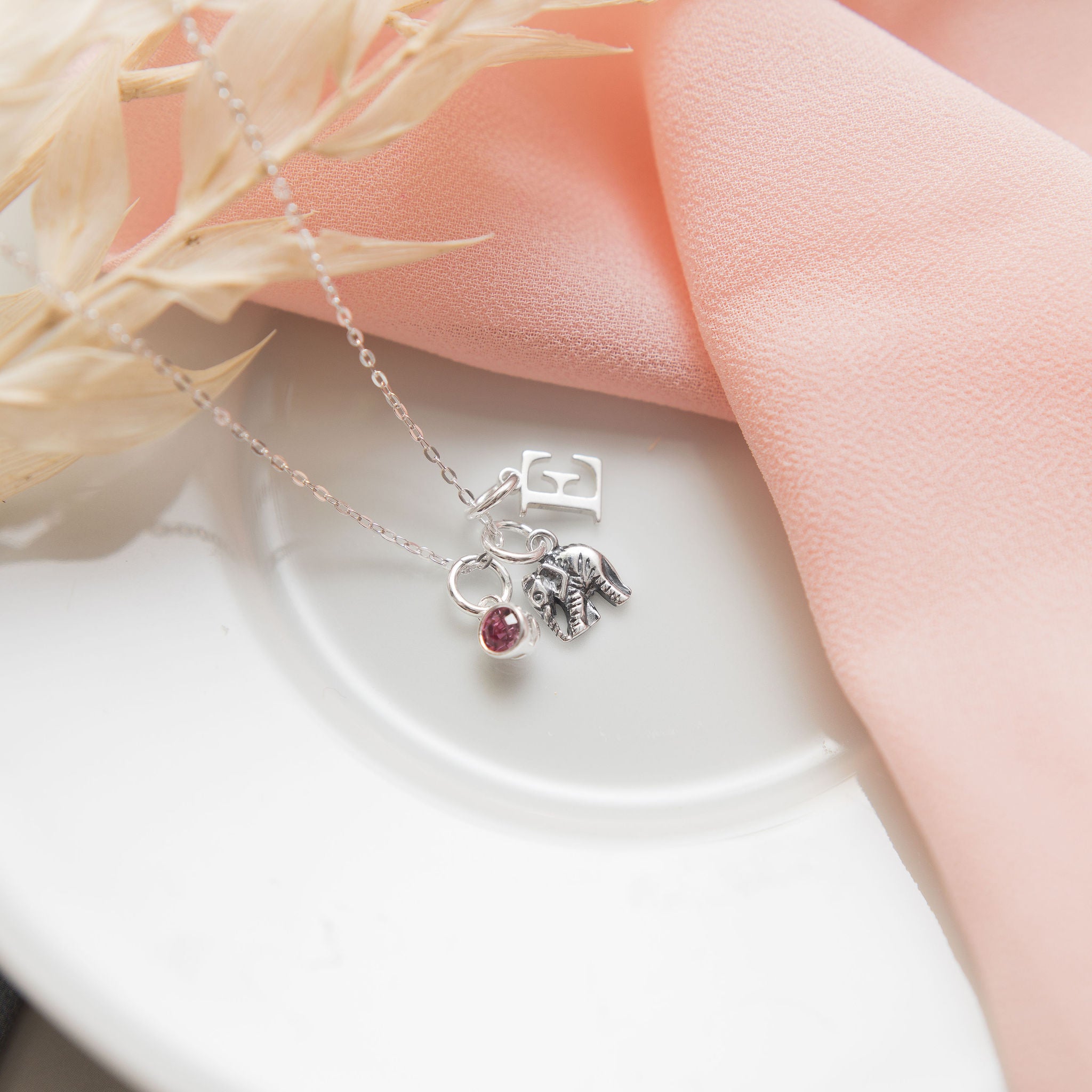 Sterling Silver Personalised Elephant Necklace