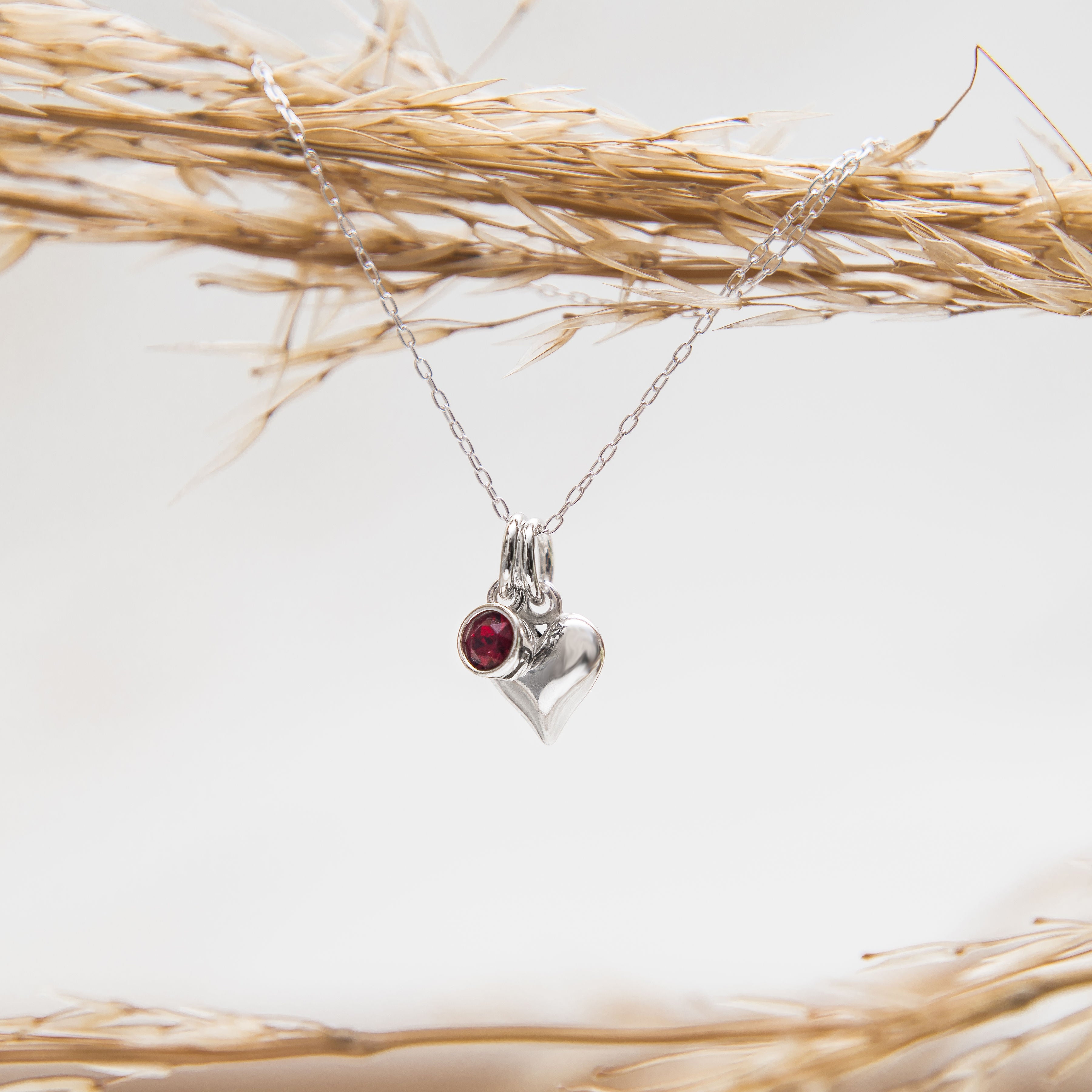 Silver puff heart necklace, CZ birthstone dainty, 925 sterling, delicate jewellery, layering necklaces, personalised gifts, love gift