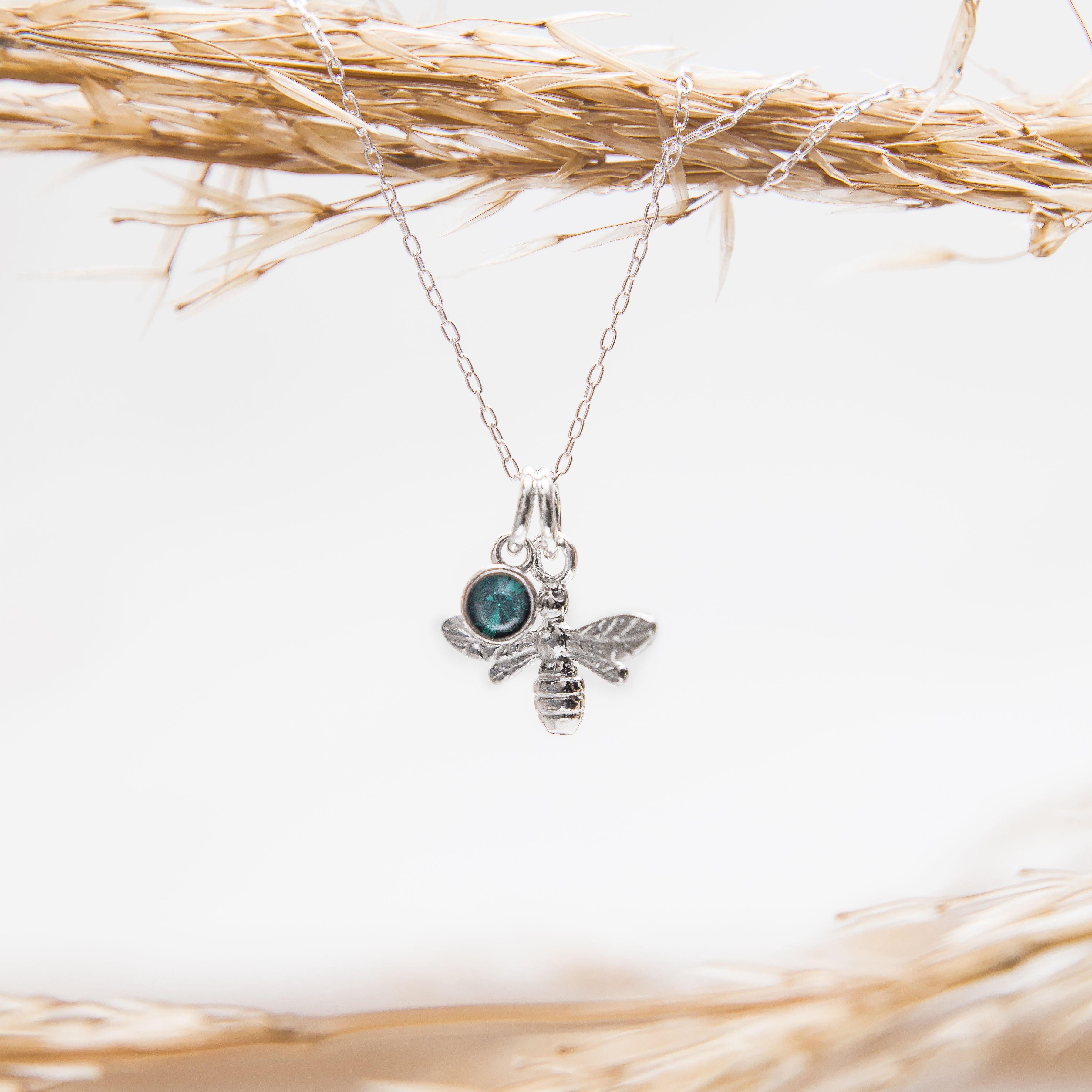 Silver Bee Necklace Personalised